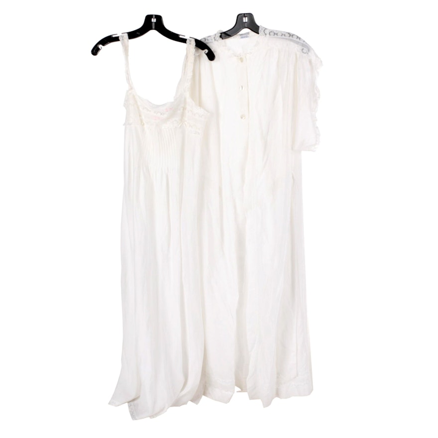 Vanita Italian Made Cotton Nightgown and Robe Set