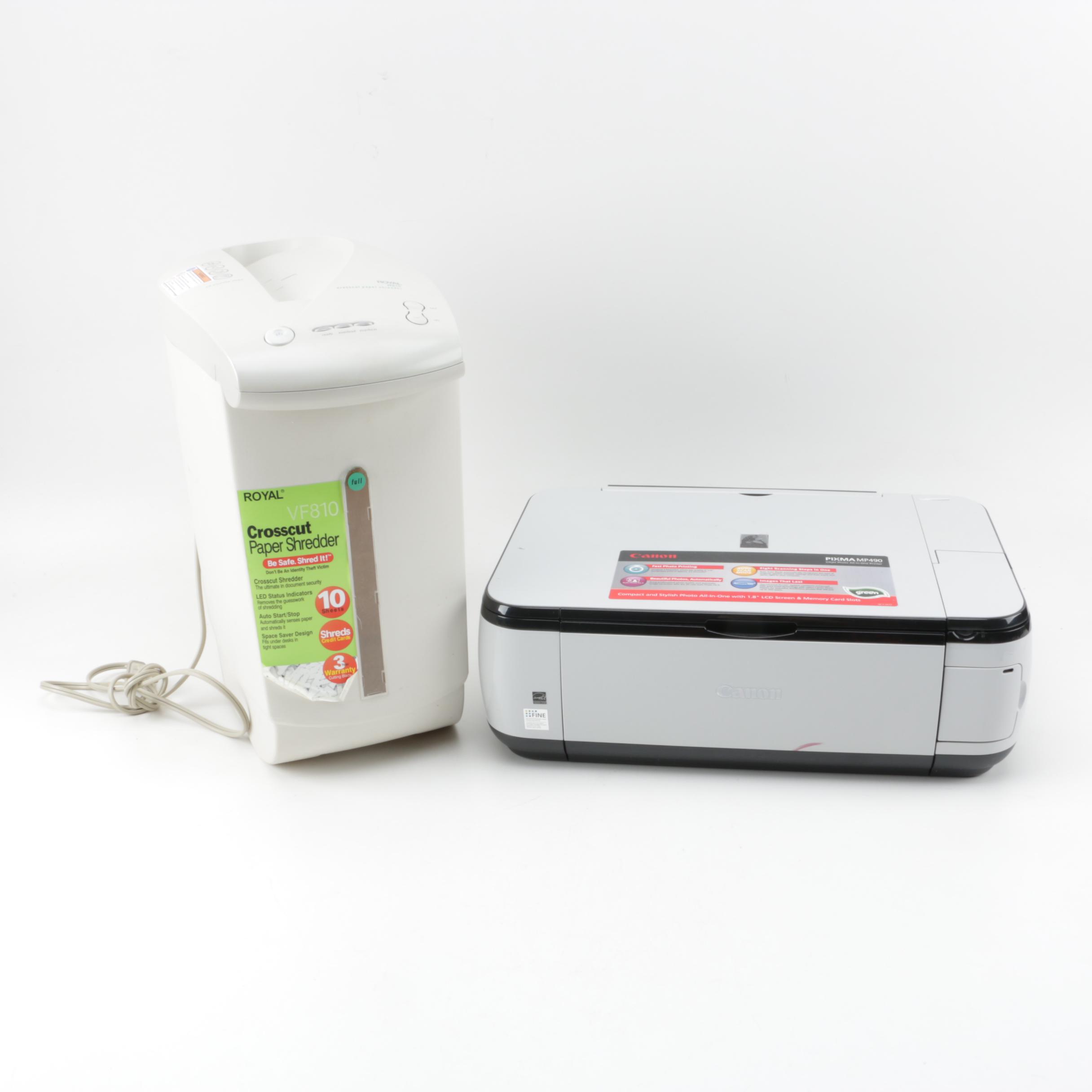 Crosscut Paper Shredder and Canon Pixma Printer