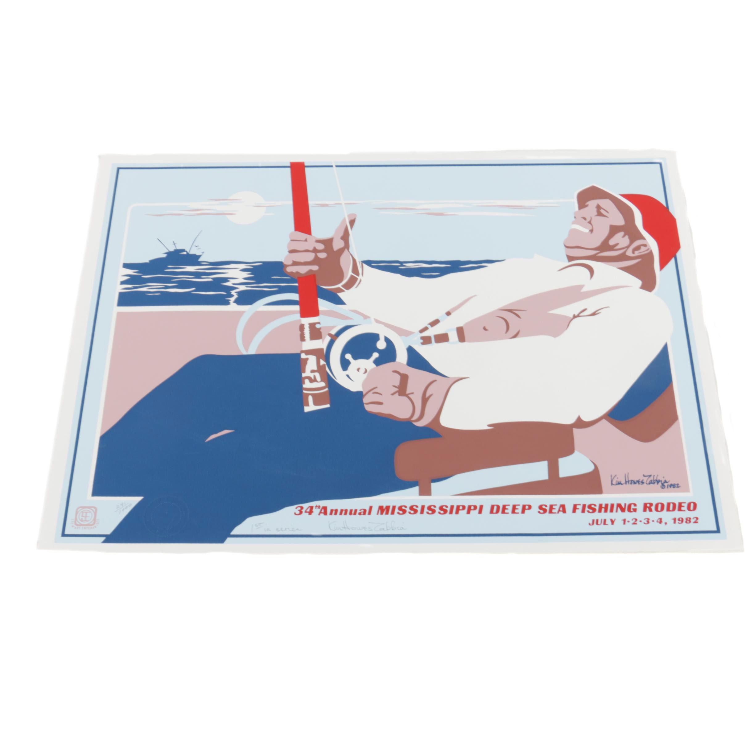 Limited Edition 1982 Mississippi Deep Sea Fishing Rodeo Serigraph Poster