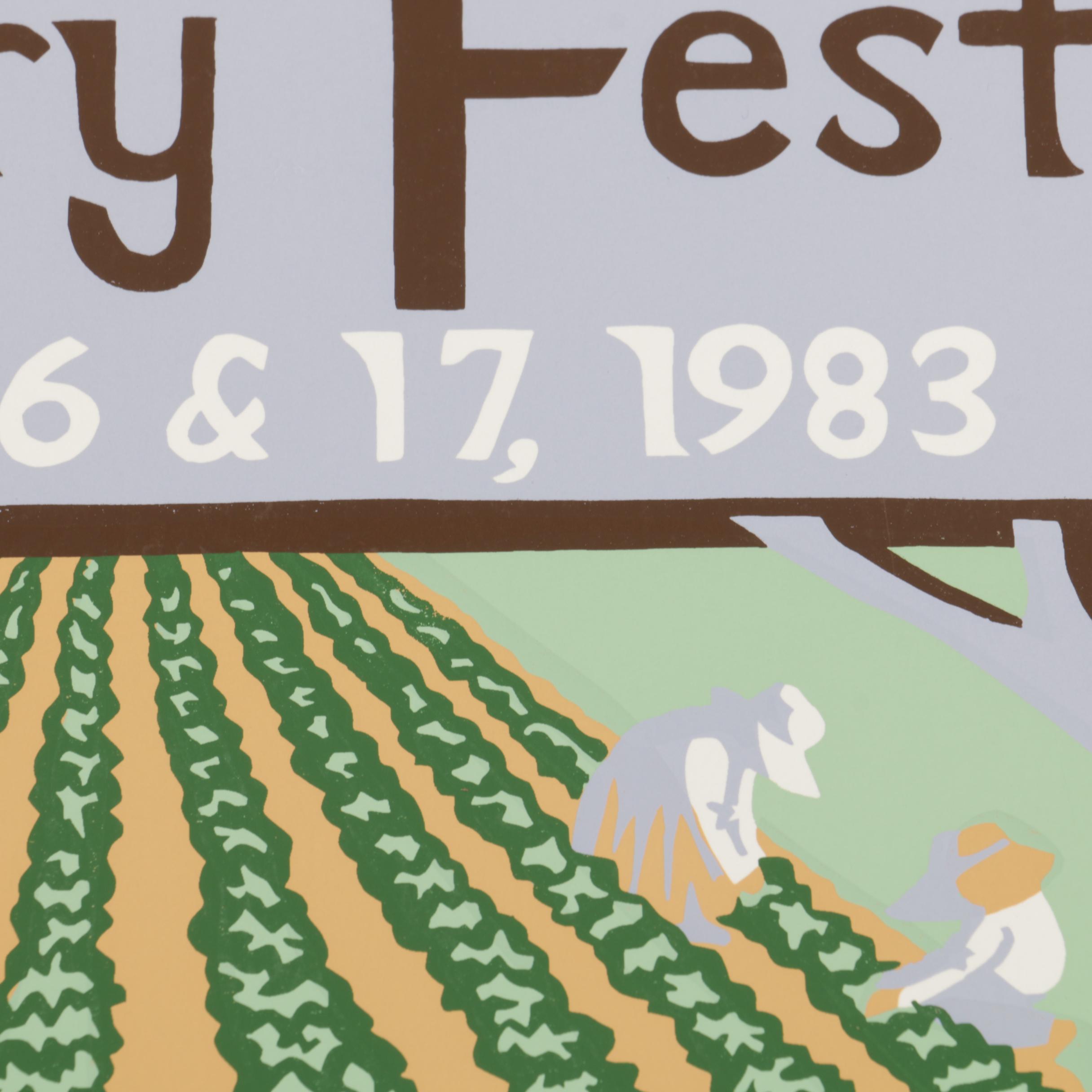 Robertson Limited Edition 1983 Ponchatoula Strawberry Festival Serigraph Poster