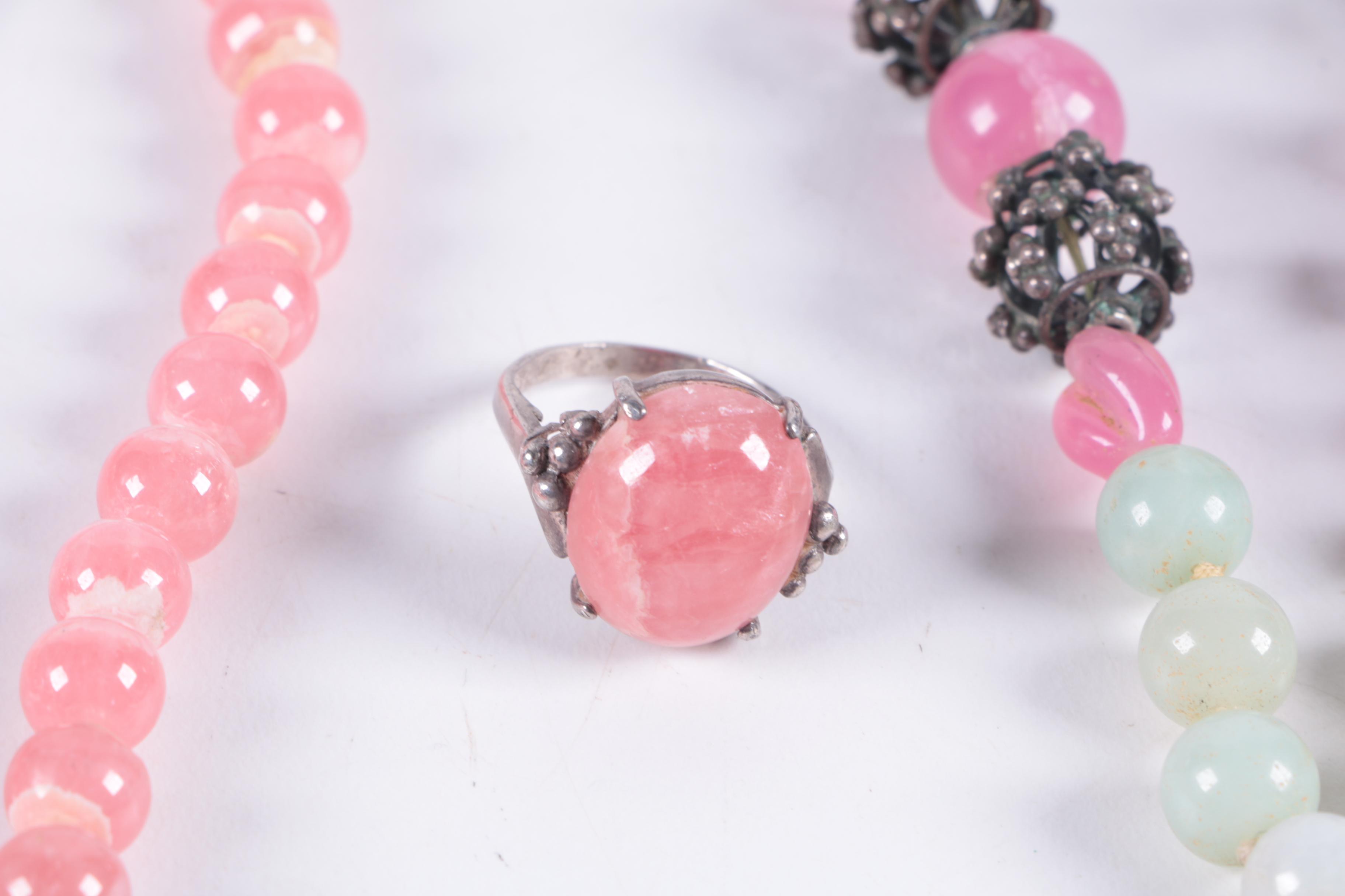 Pair of Sterling Silver Necklaces and Ring Including Jadeite