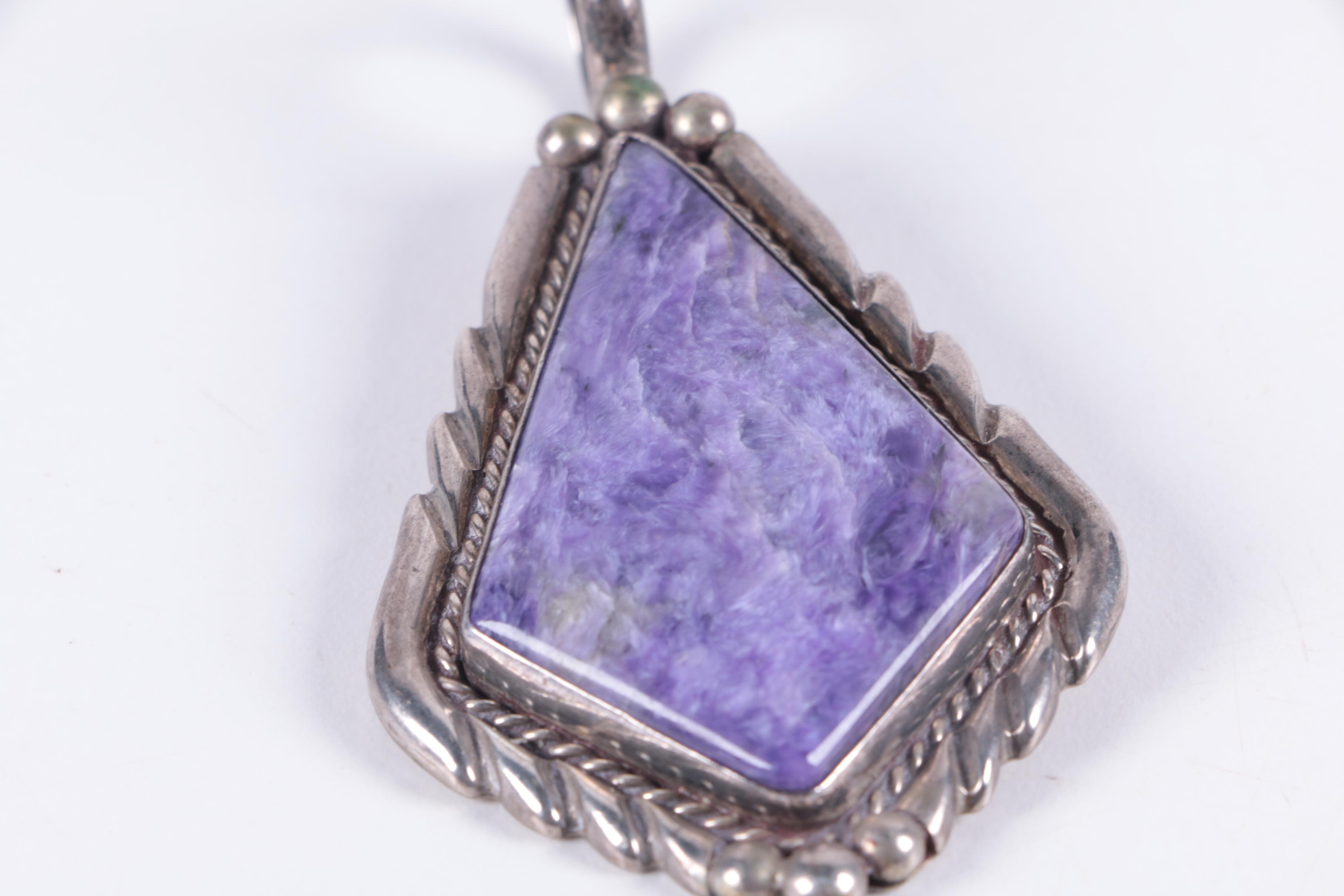 Dennis Ramone Navajo Sterling Silver Charoite Pendant