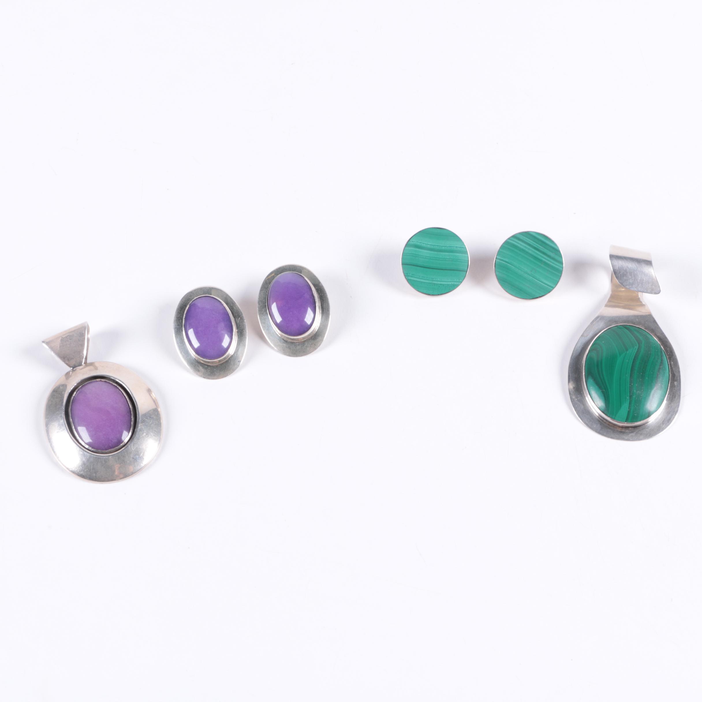 Sterling Silver Pendants and Earrings Including Mary Rita Padilla