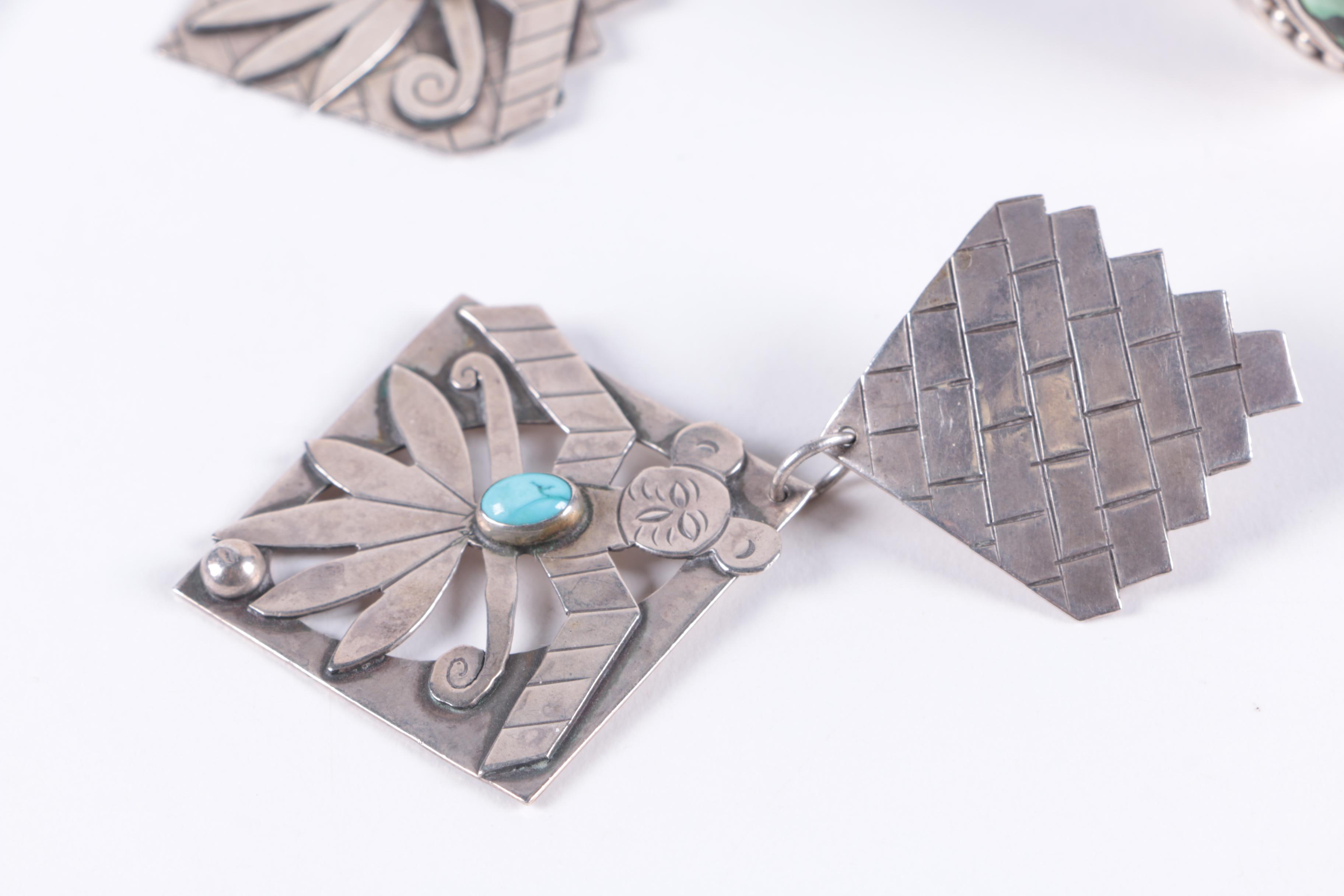 Native American Style Sterling Silver Earrings and Ring Including Joann Alarid