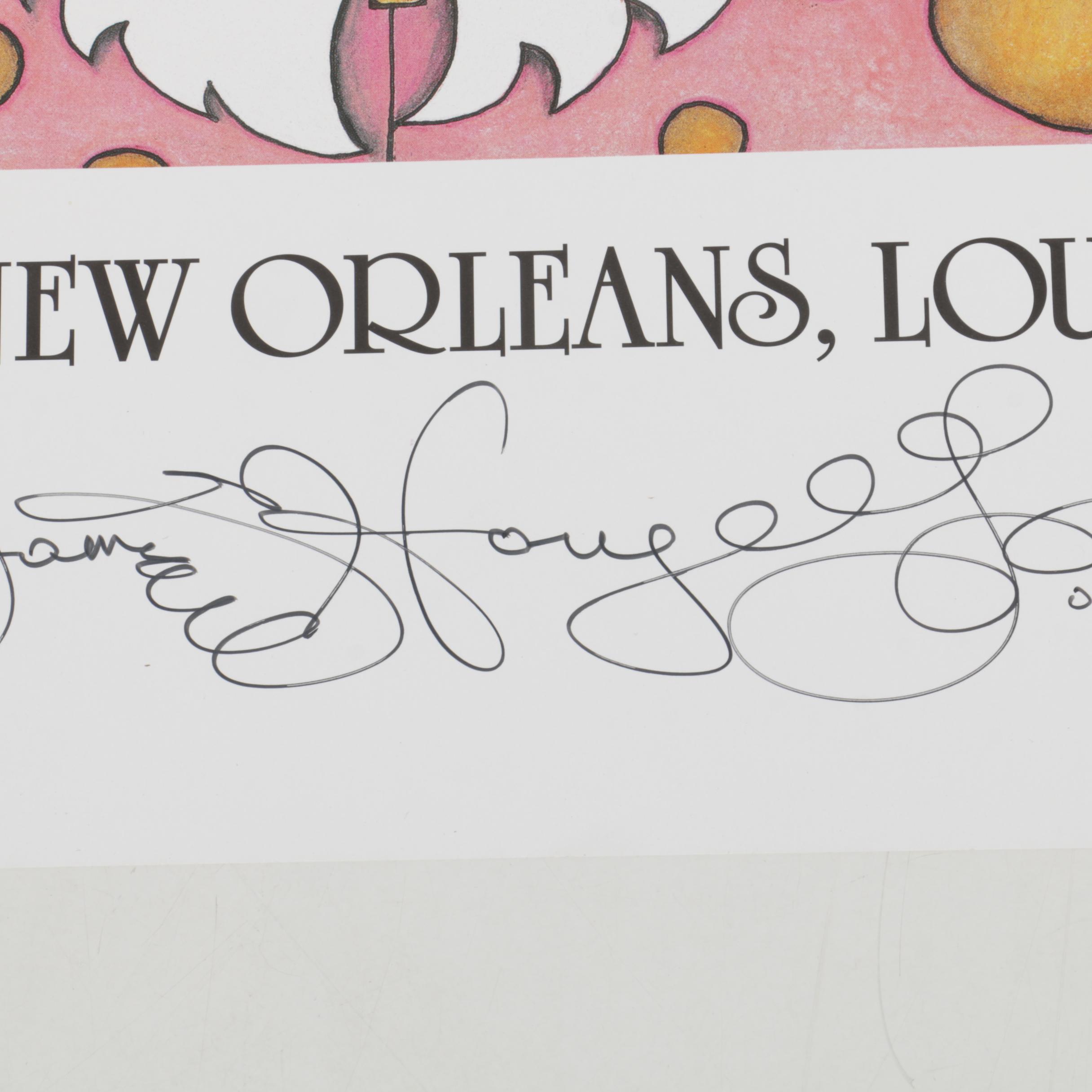 Three Jamie Hayes Limited Edition Mardis Gras Themed Offset Lithograph Prints