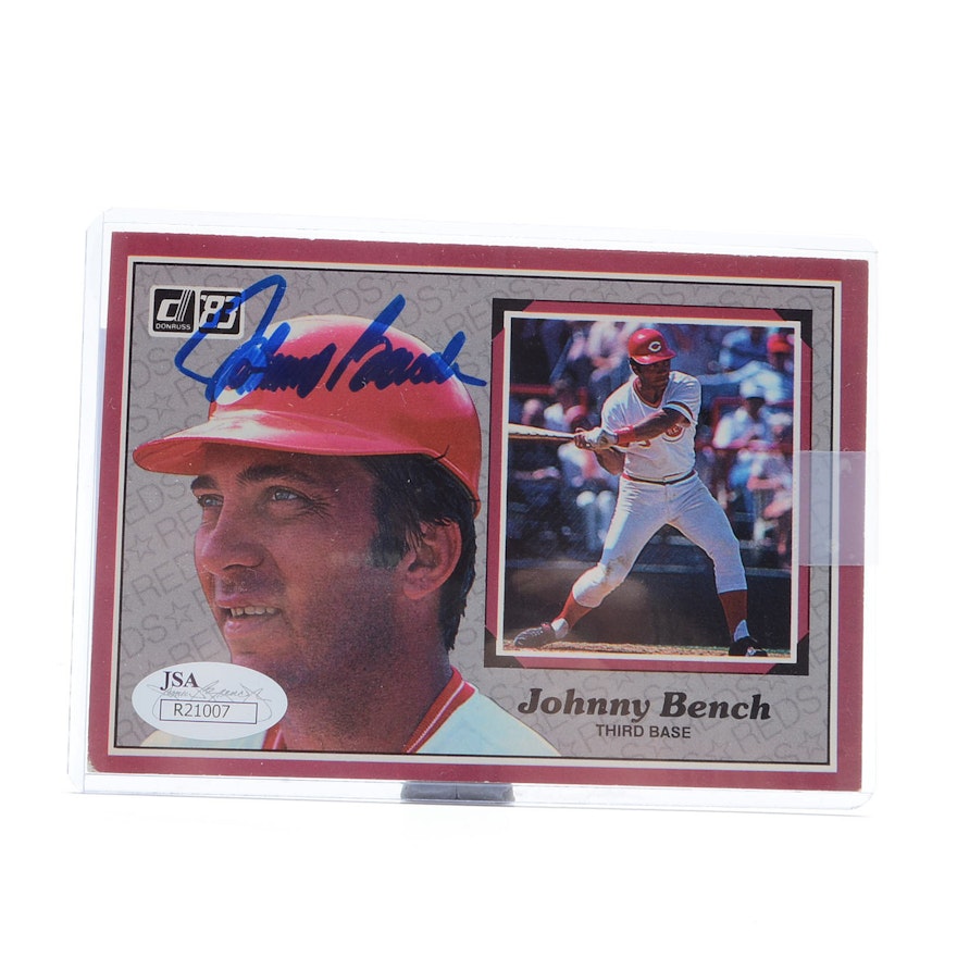 1983 Johnny Bench Autographed Donruss Oversized Card JSA COA