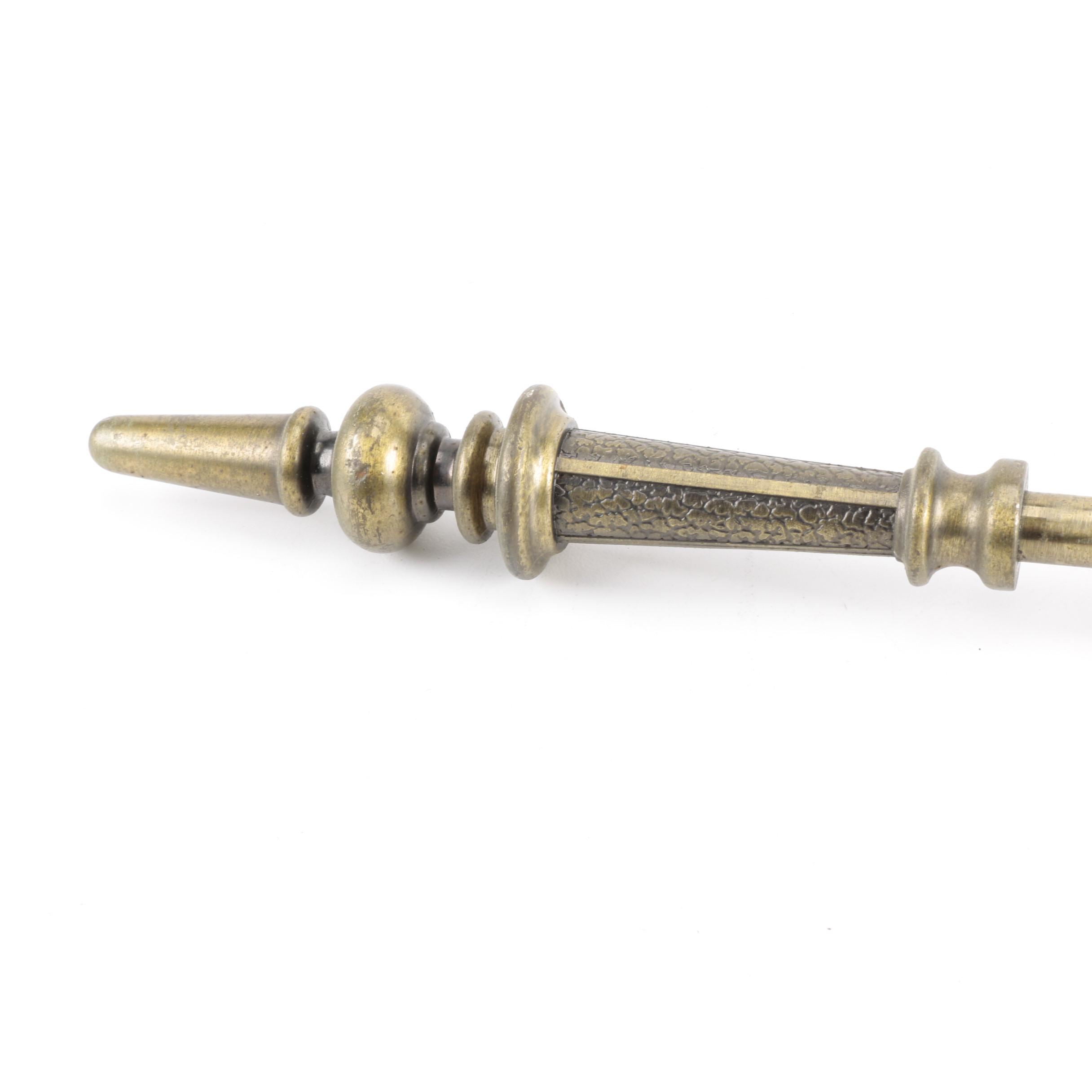 Brass-Tone and Gray Metal Fireplace Tool Set