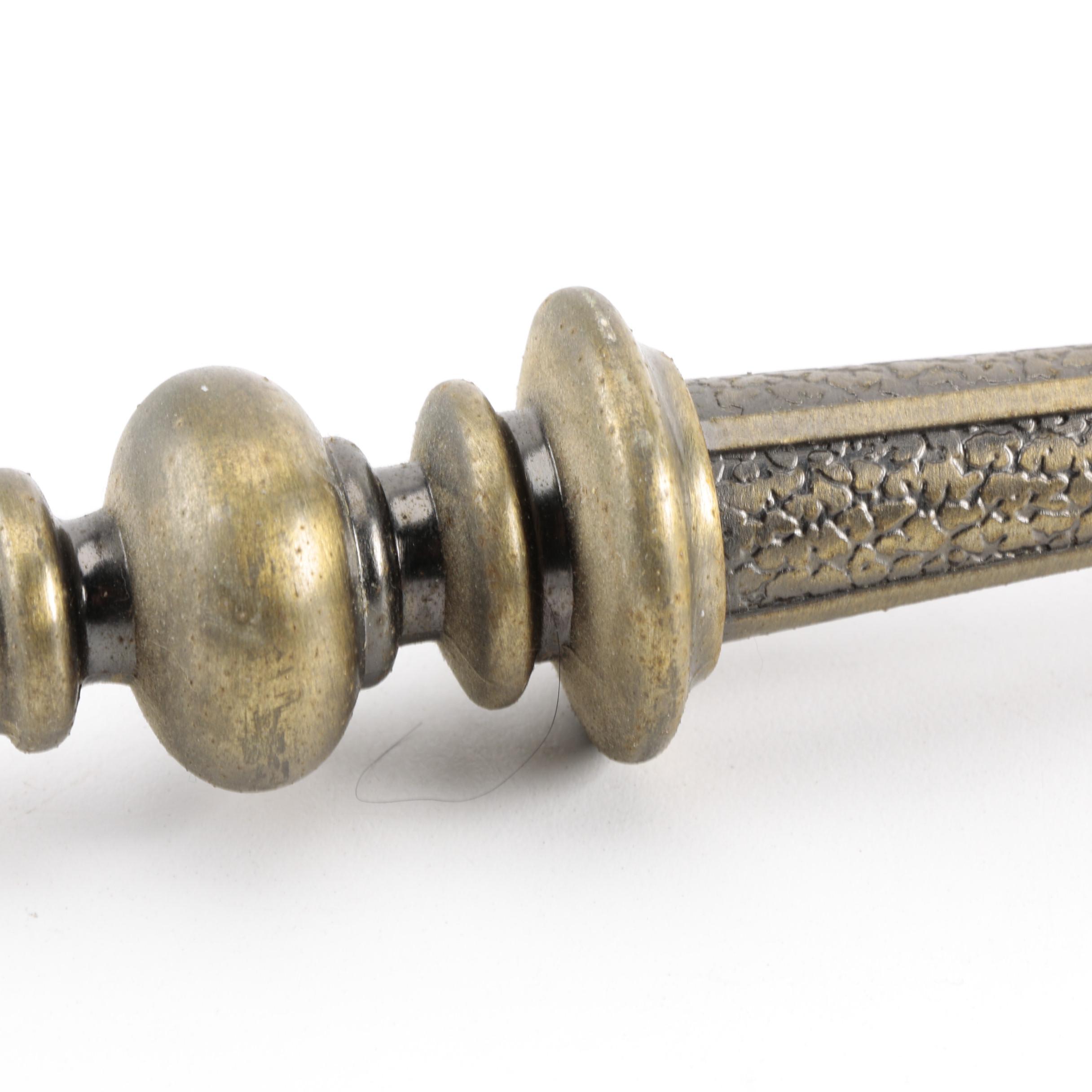 Brass-Tone and Gray Metal Fireplace Tool Set