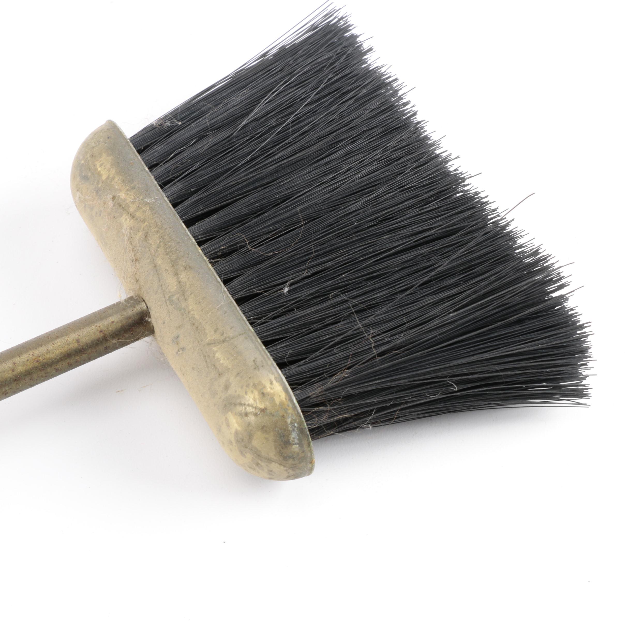 Brass-Tone and Gray Metal Fireplace Tool Set