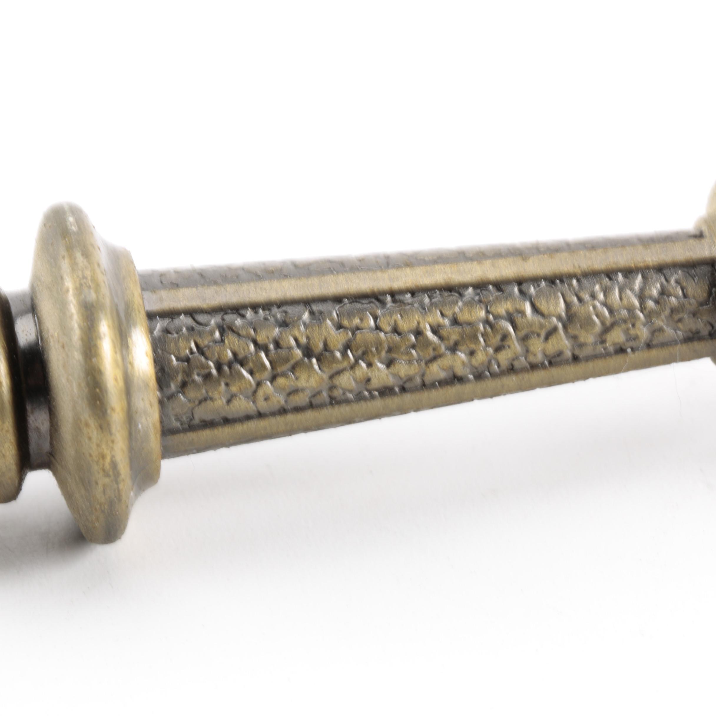 Brass-Tone and Gray Metal Fireplace Tool Set