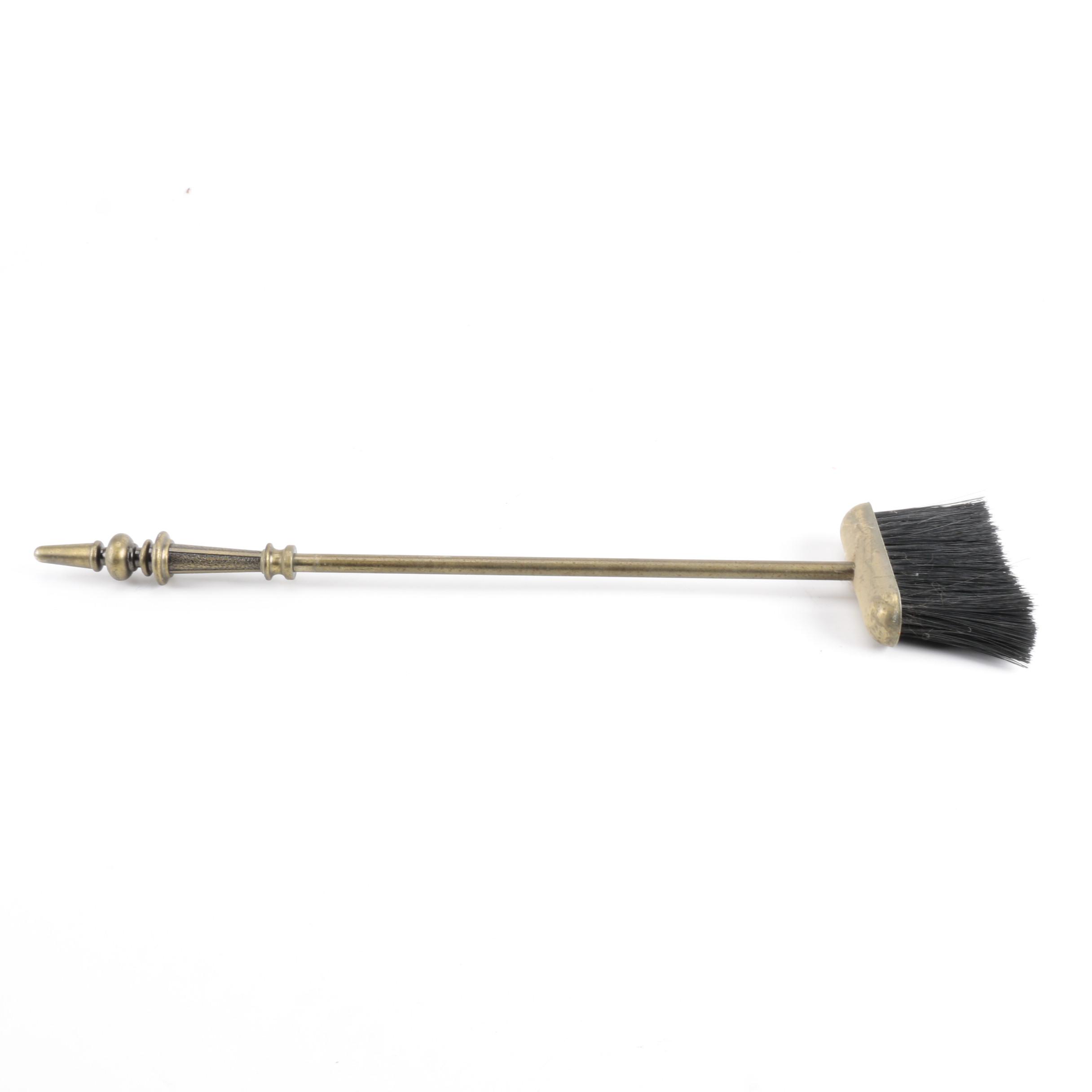 Brass-Tone and Gray Metal Fireplace Tool Set