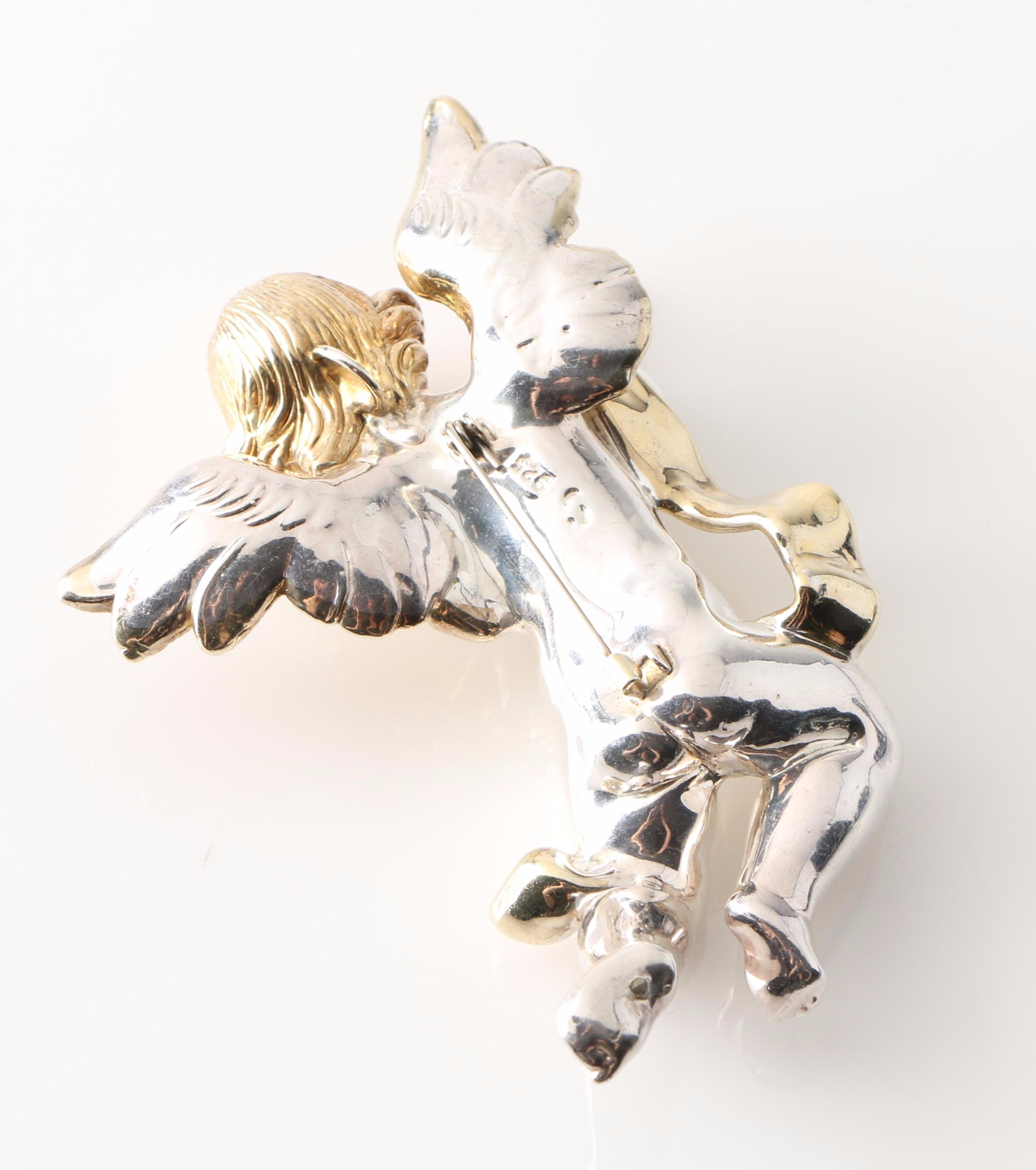 Sterling Silver Bangle Bracelet Including Cherub Brooch
