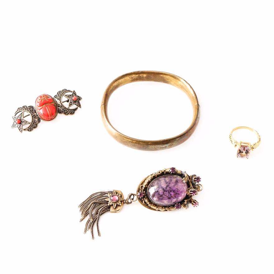 Grouping of Vintage Gold Toned Costume Jewelry