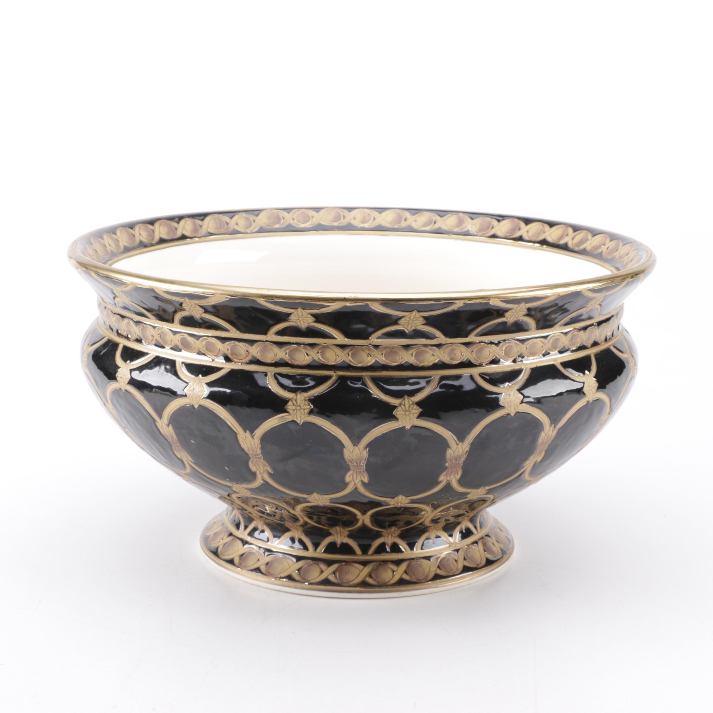 Black and Gold Pedestal Planter