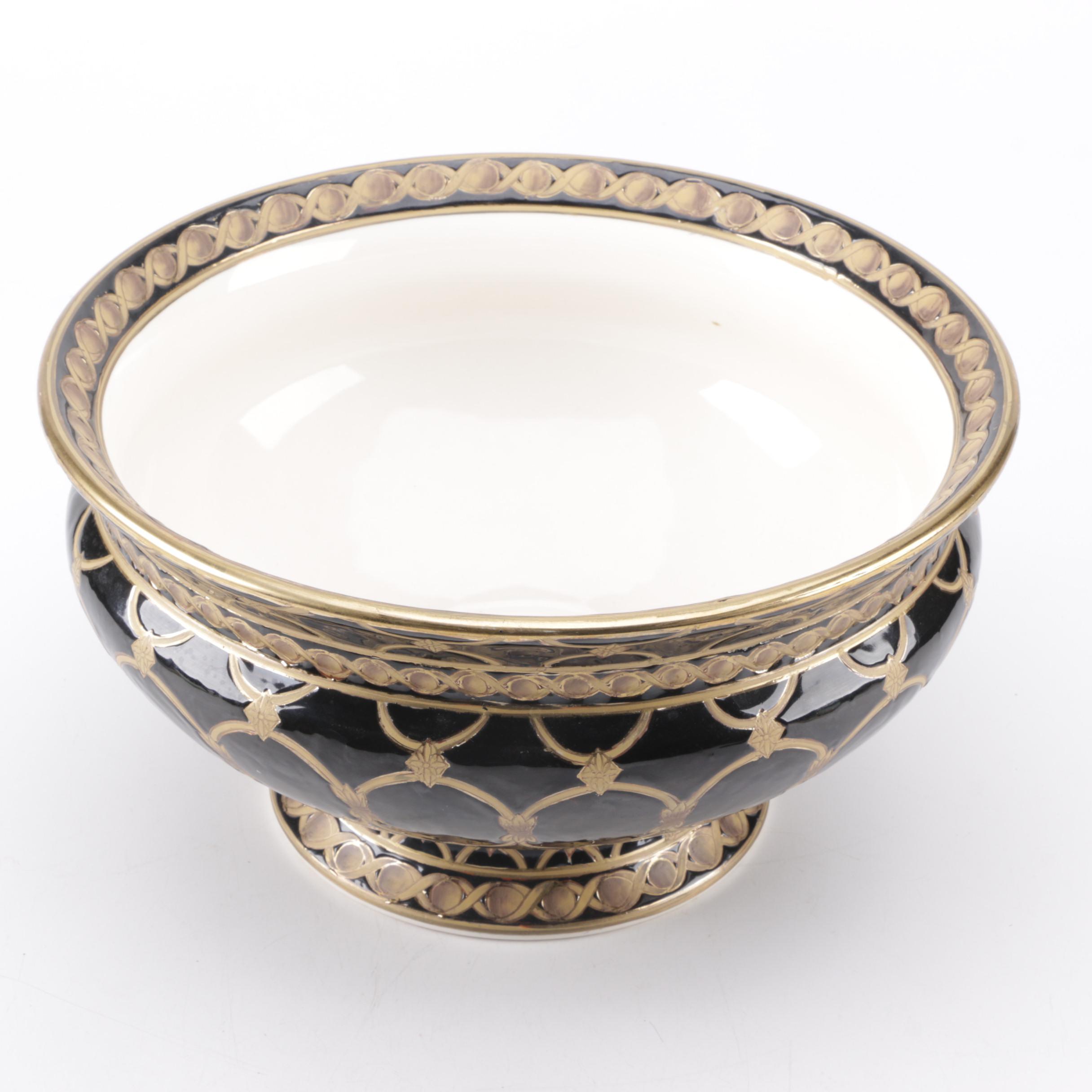 Black and Gold Pedestal Planter