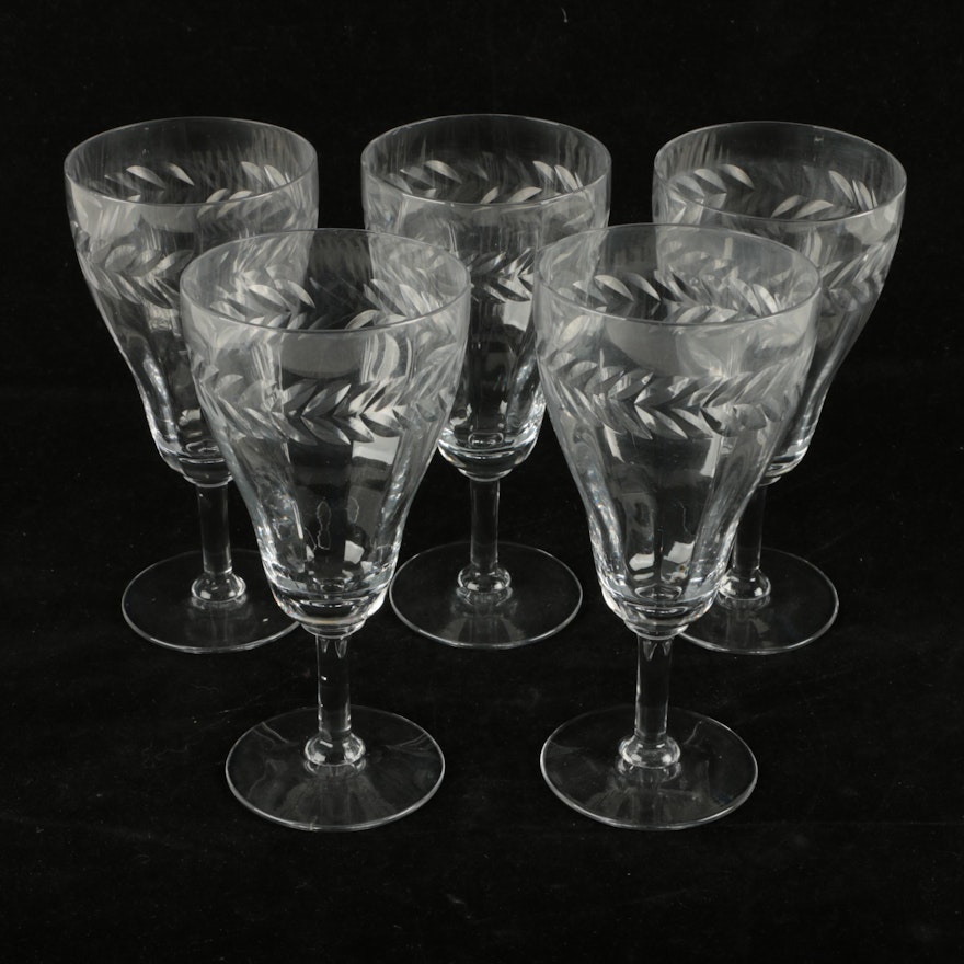 Etched Foliate Glass Stemware