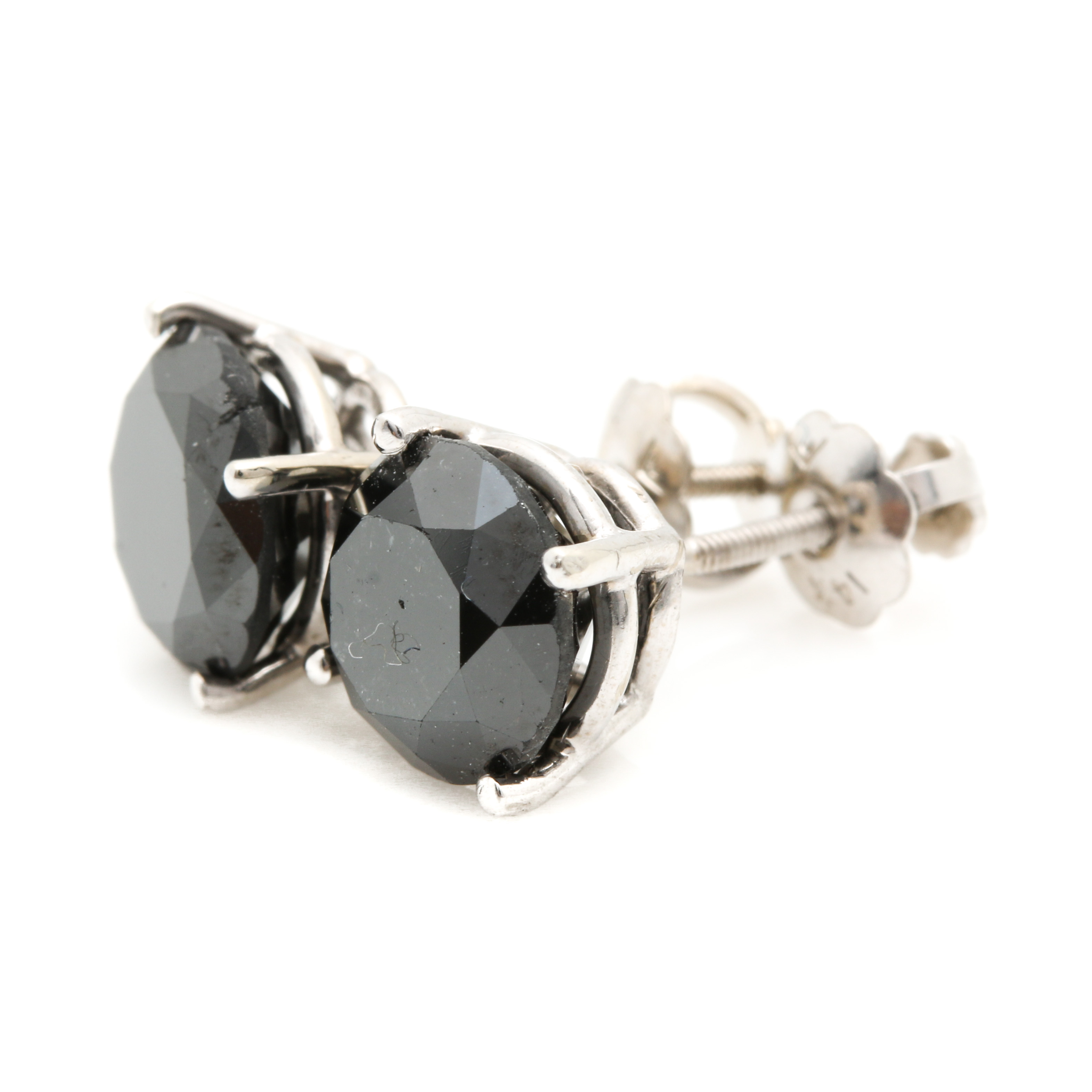 14K White Gold 3.43 CTW Black Diamond Earrings