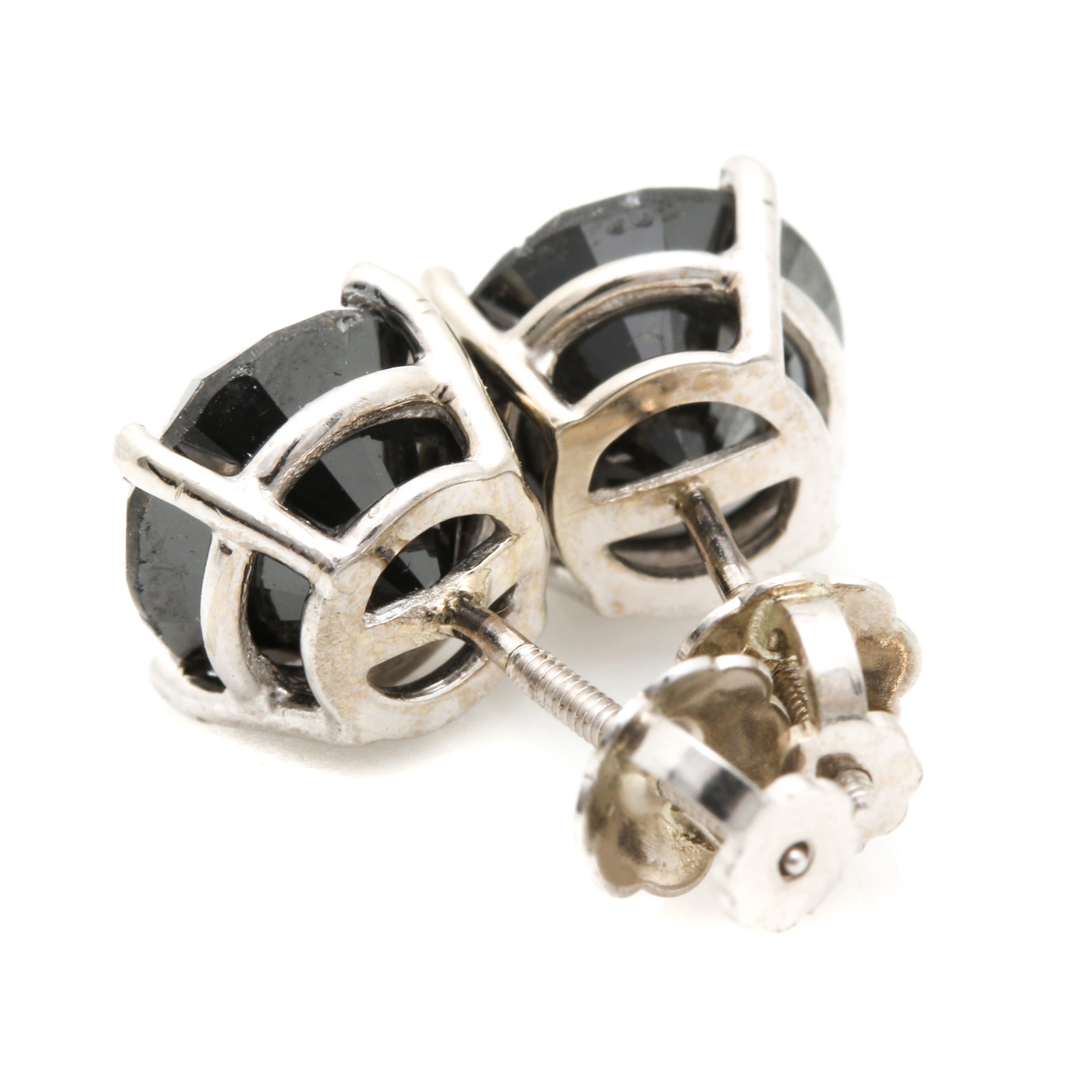 14K White Gold 3.43 CTW Black Diamond Earrings