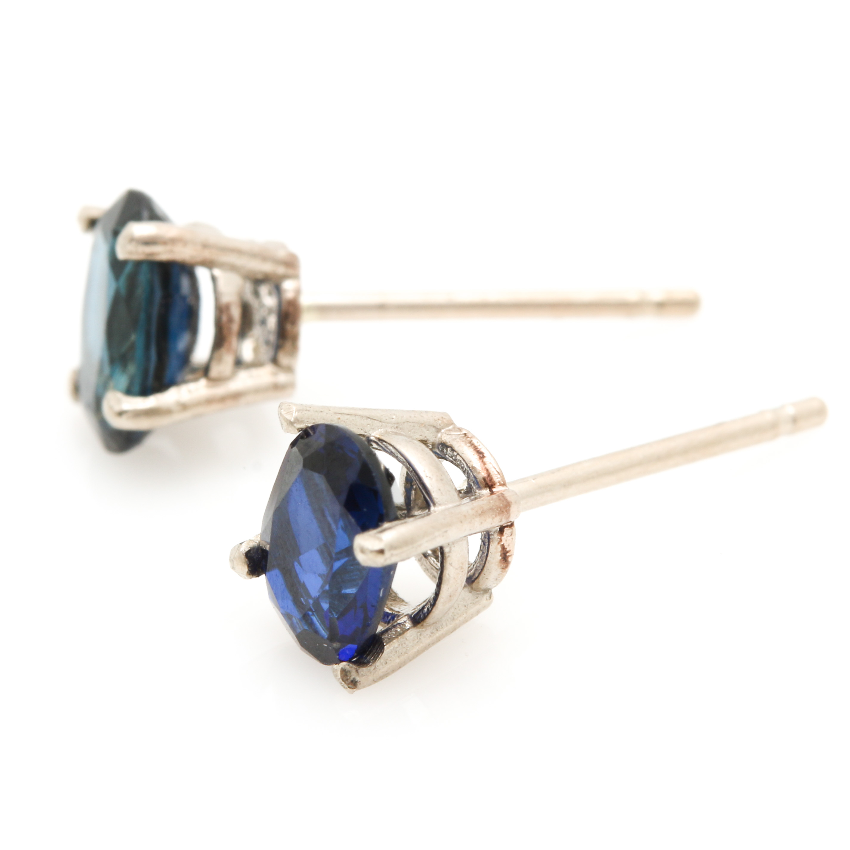 14K White Gold Sapphire Earrings