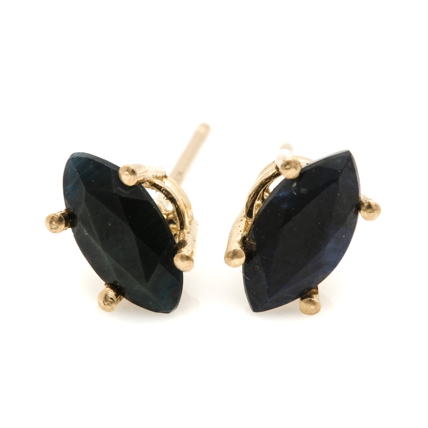 14K Yellow Gold Sapphire Earrings