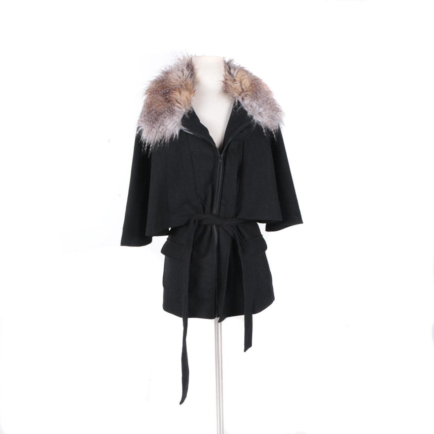 Donna Salyers' Fabulous Furs Faux Fur Trimmed Coat