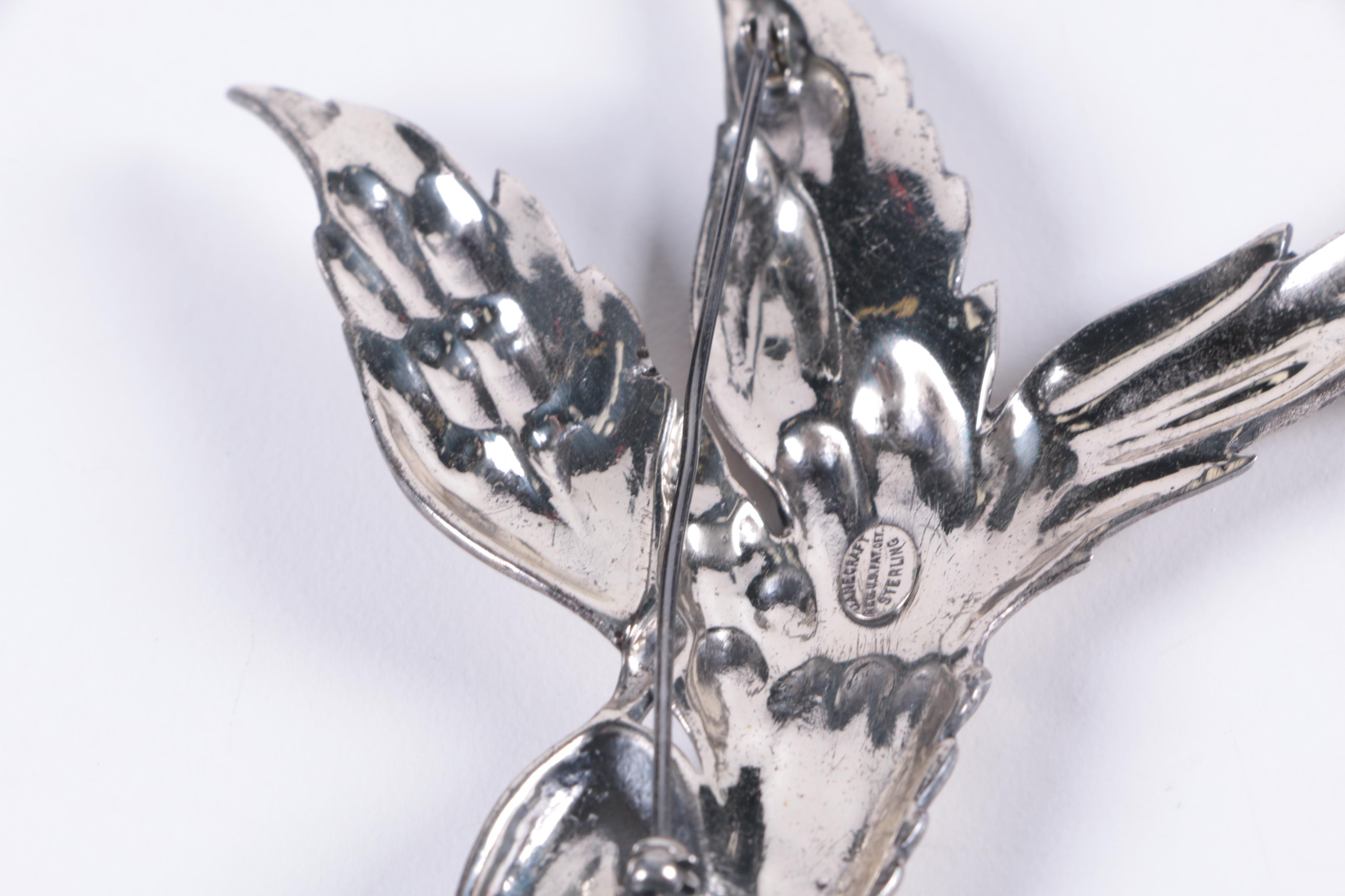 Danecraft Sterling Silver Phoenix Brooch and Screw Back Earrings