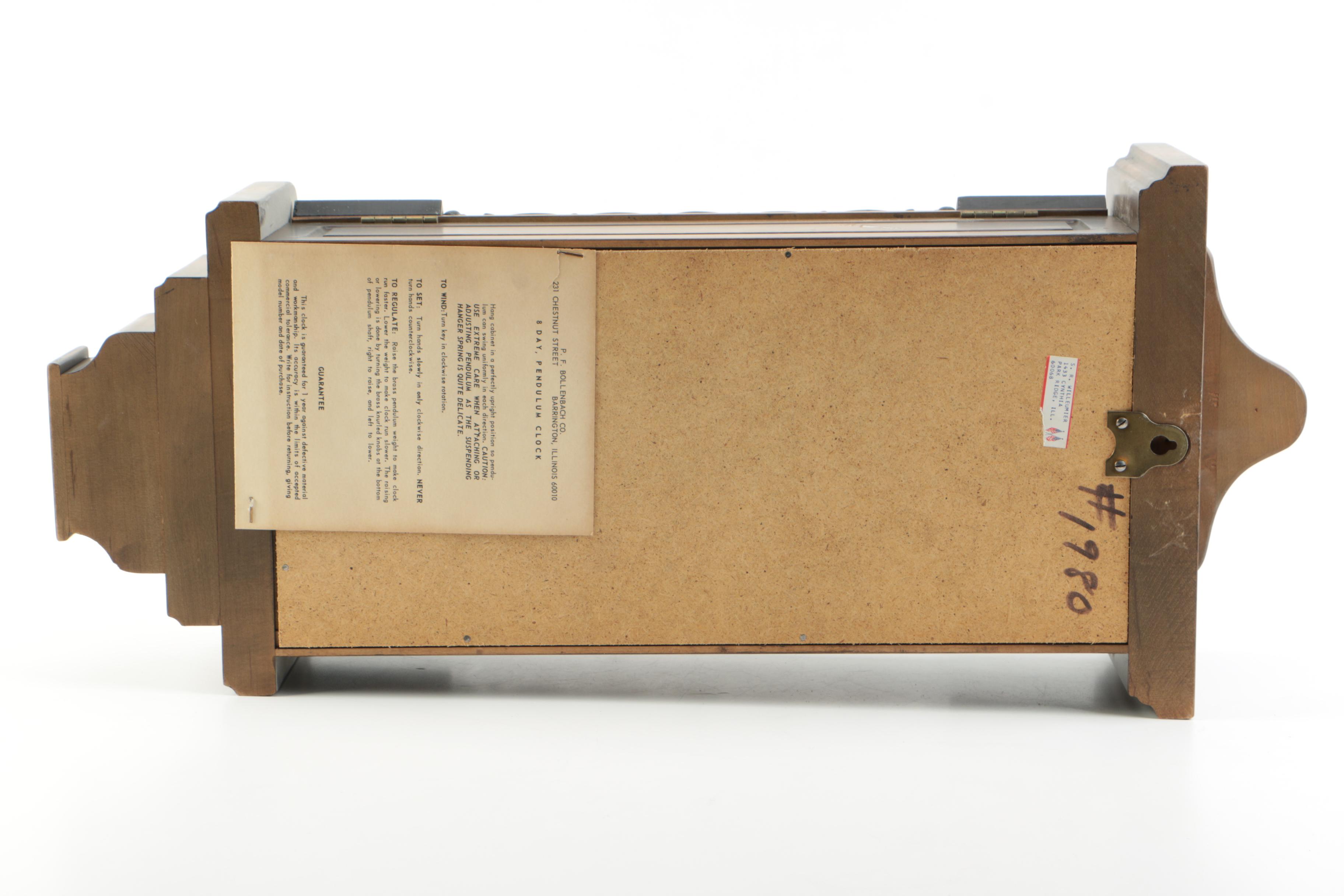 Vintage P.F. Bollenbach  Pendulum Wall Clock