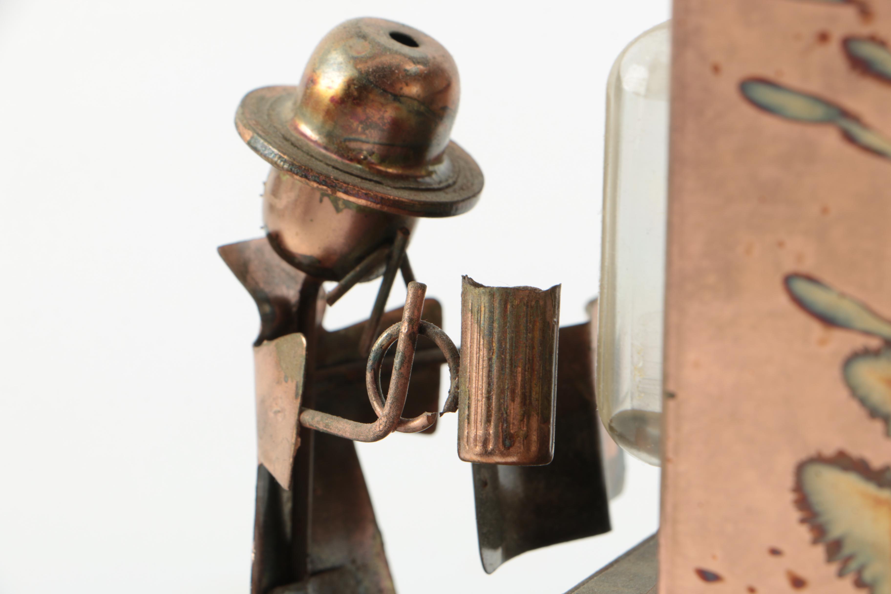 Vintage Copper Tone Tin Music Boxes