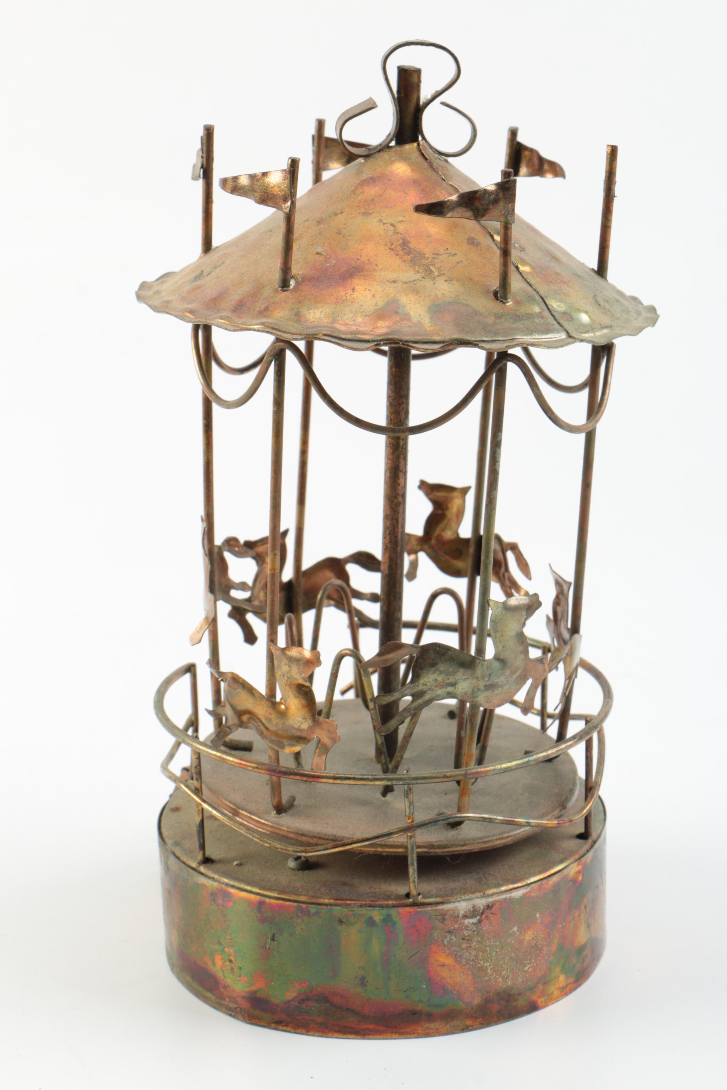 Vintage Copper Tone Tin Music Boxes