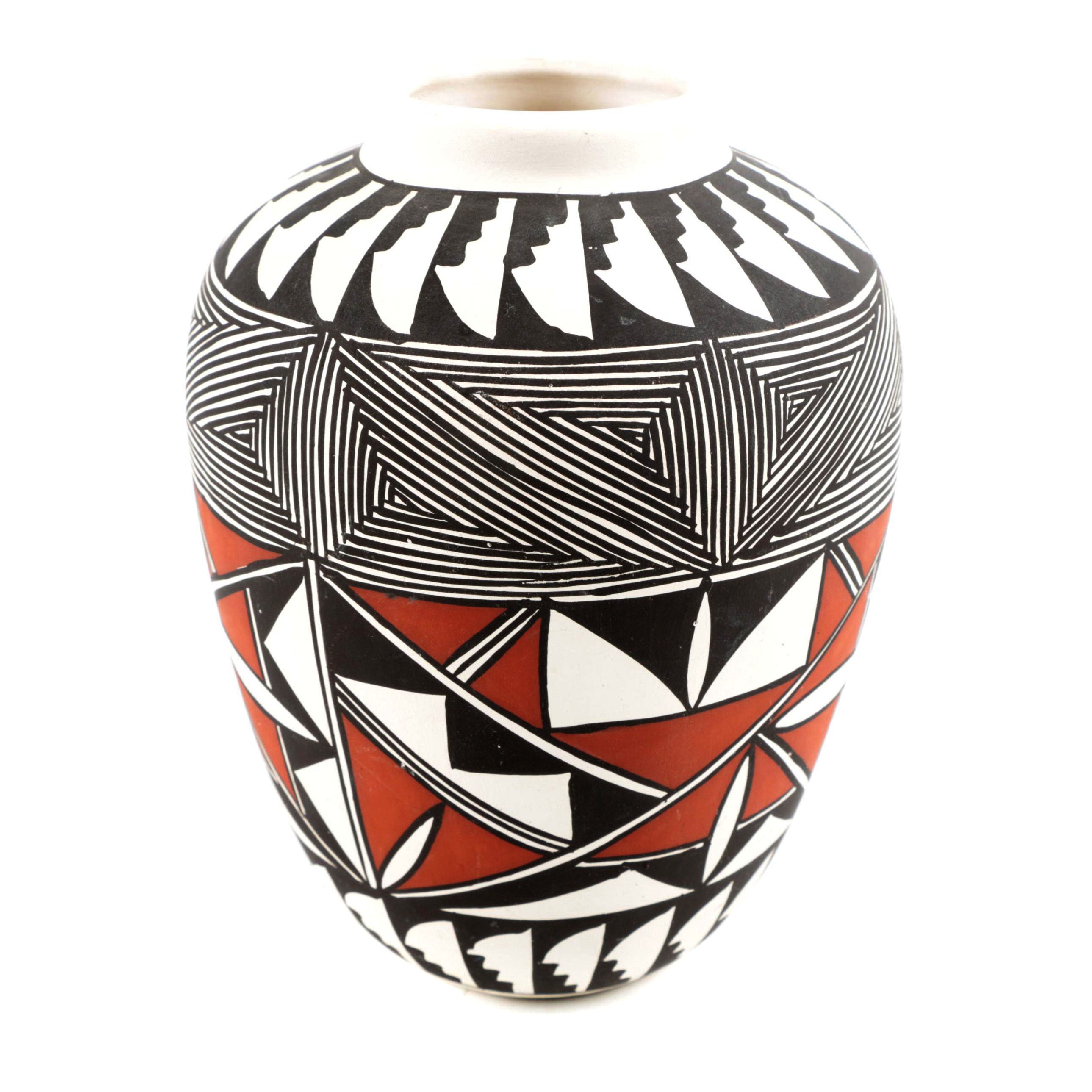 Hand Thrown and Decorated Acoma Vase