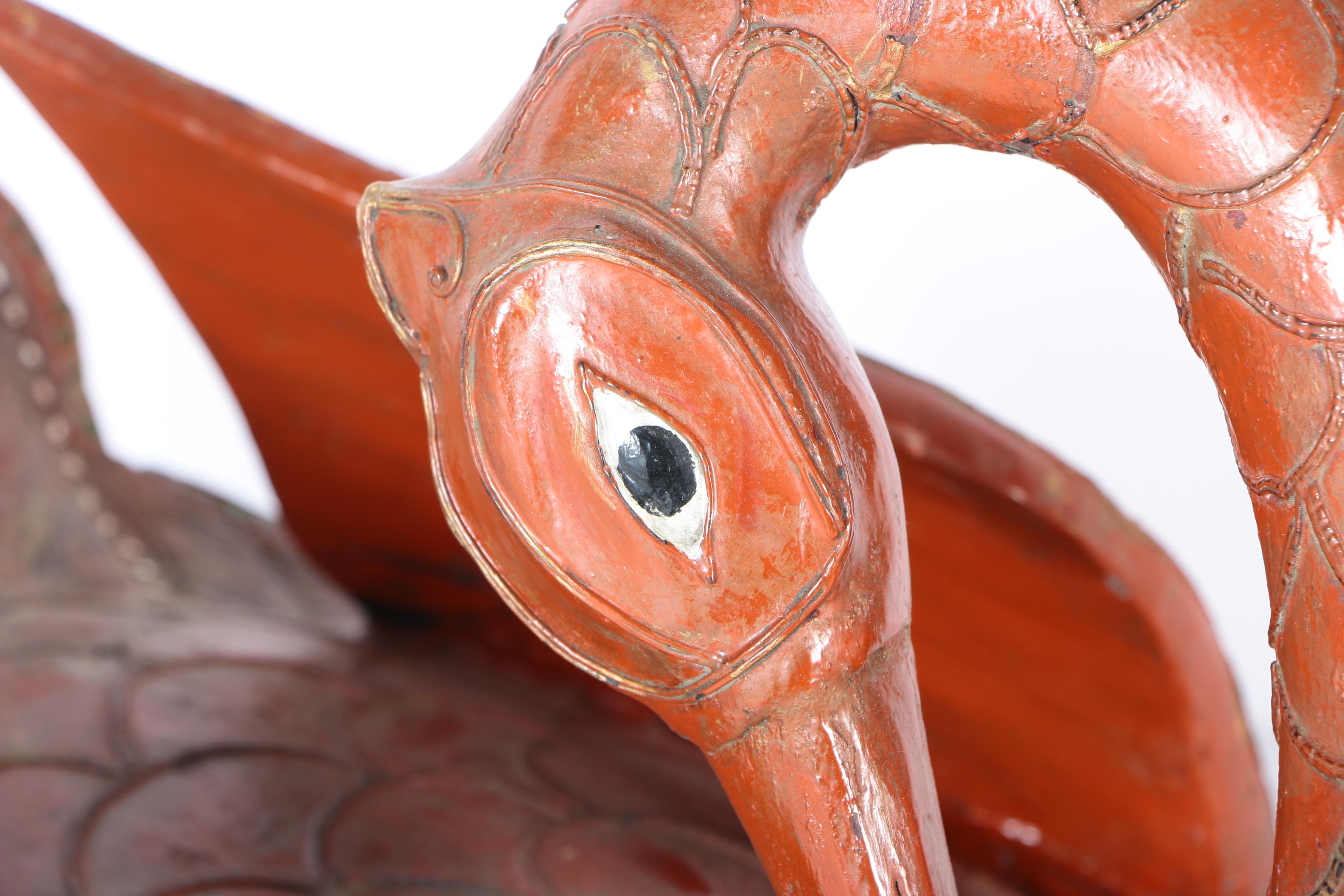 East Asian Style Carved Wooden Swan Sculptures
