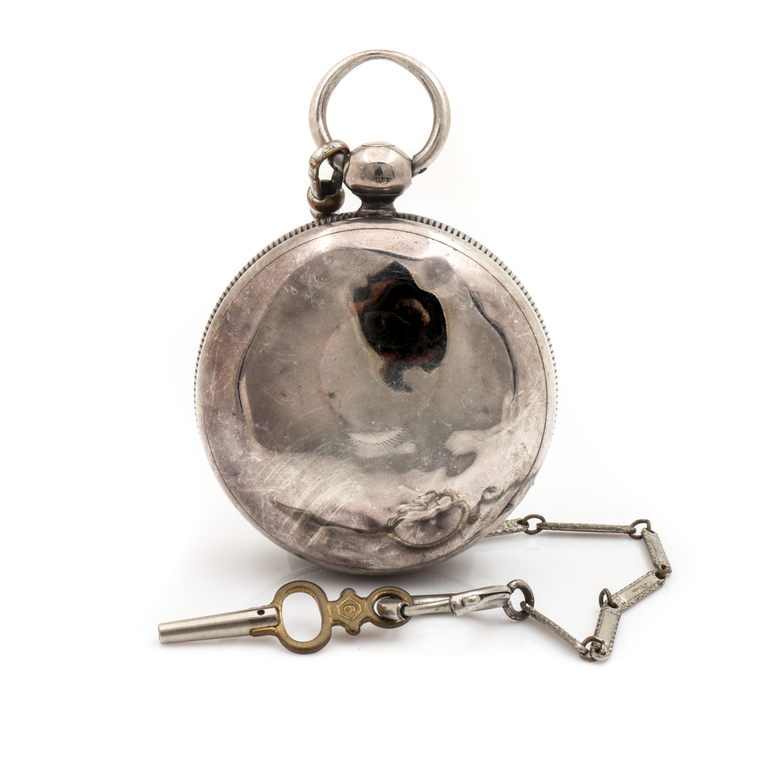 Sterling Silver Key Wind Pocket Watch