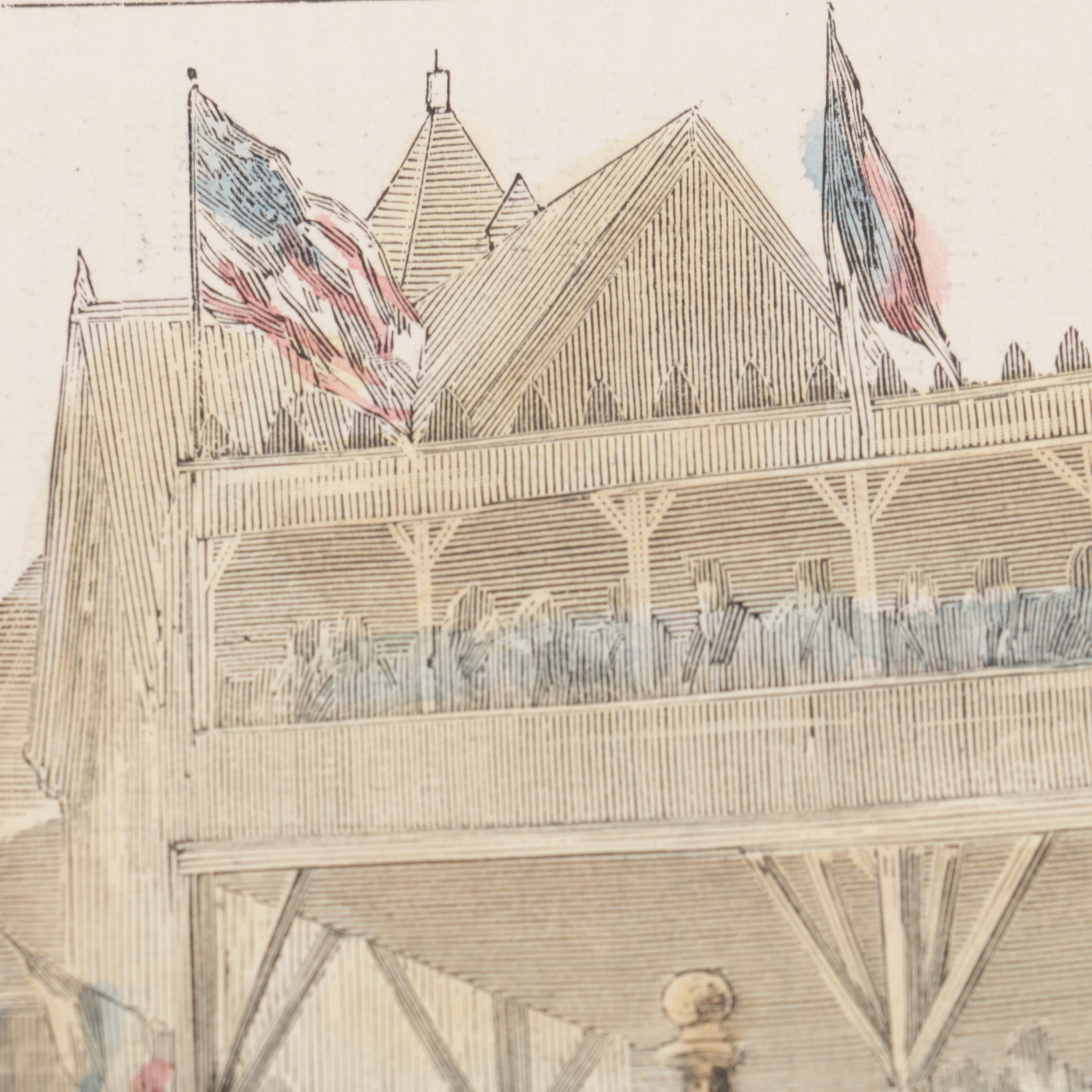 Hand Colored Harper's Weekly Wood Engraving and 1896 Leslie's Weekly Publication