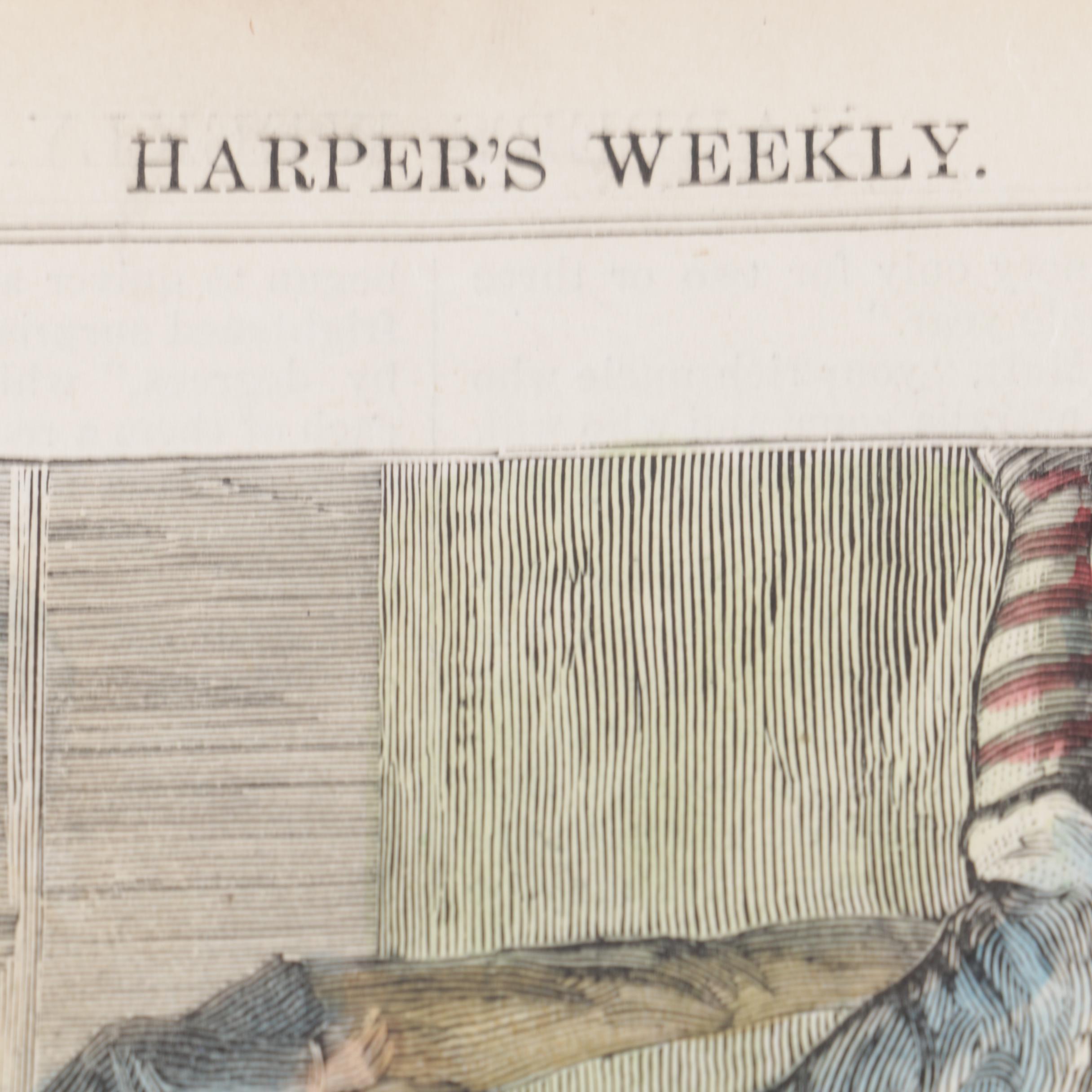 Hand Colored Harper's Weekly Wood Engraving and 1896 Leslie's Weekly Publication