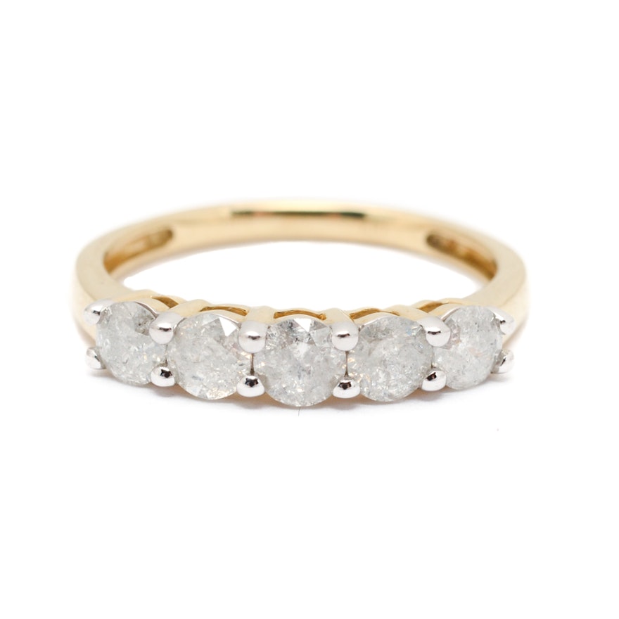 10K Yellow Gold Five-Diamond Accent Ring