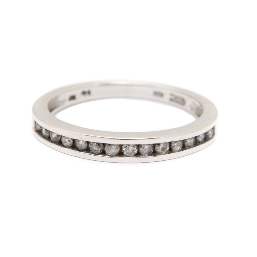 10K White Gold Diamond Band Ring