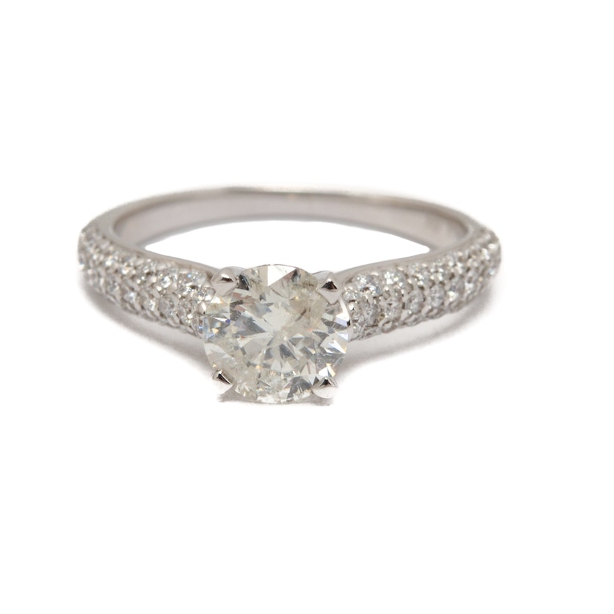 14K White Gold 1.47 CTW Diamond Engagement Ring