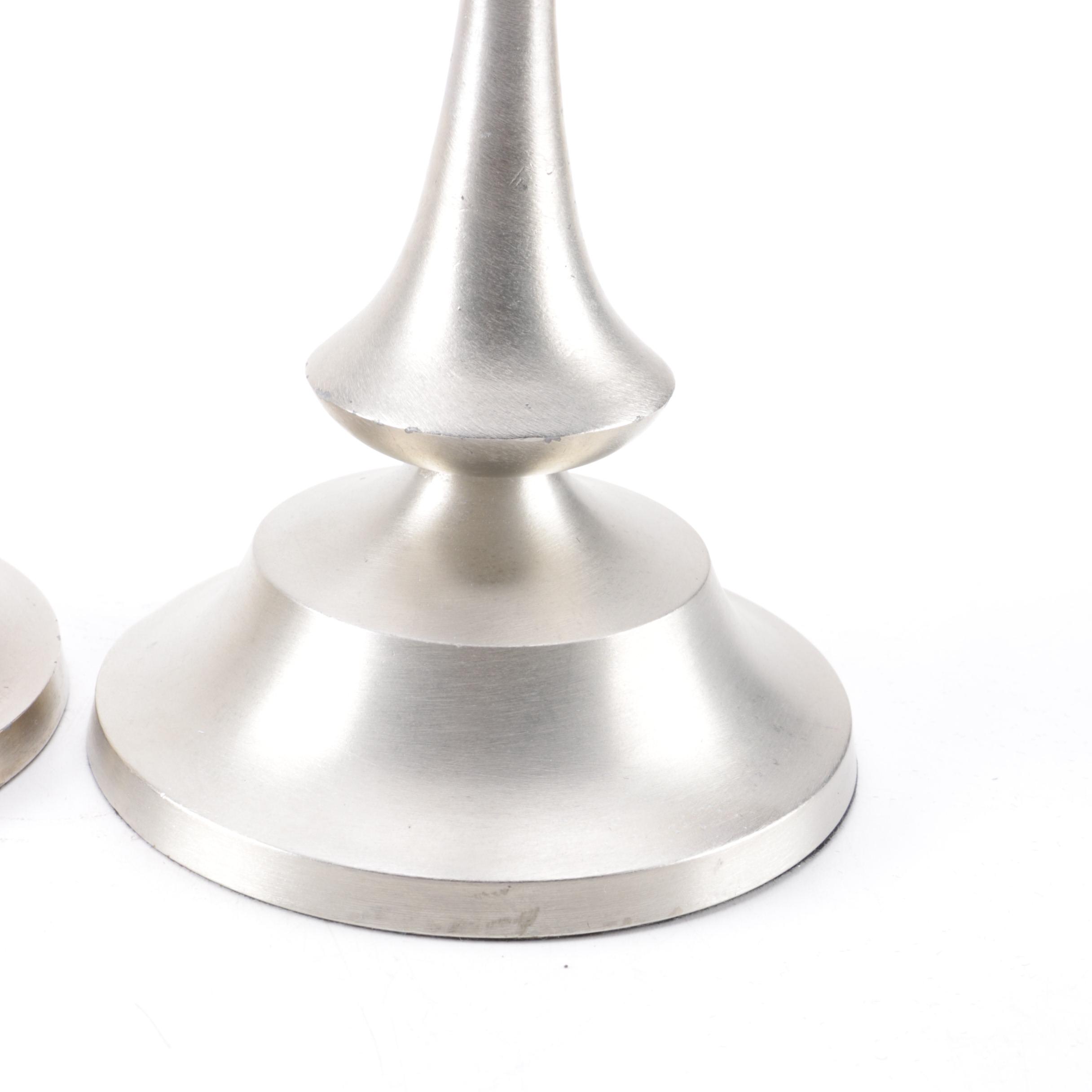 Blue Glass Hurricane Candle Holders