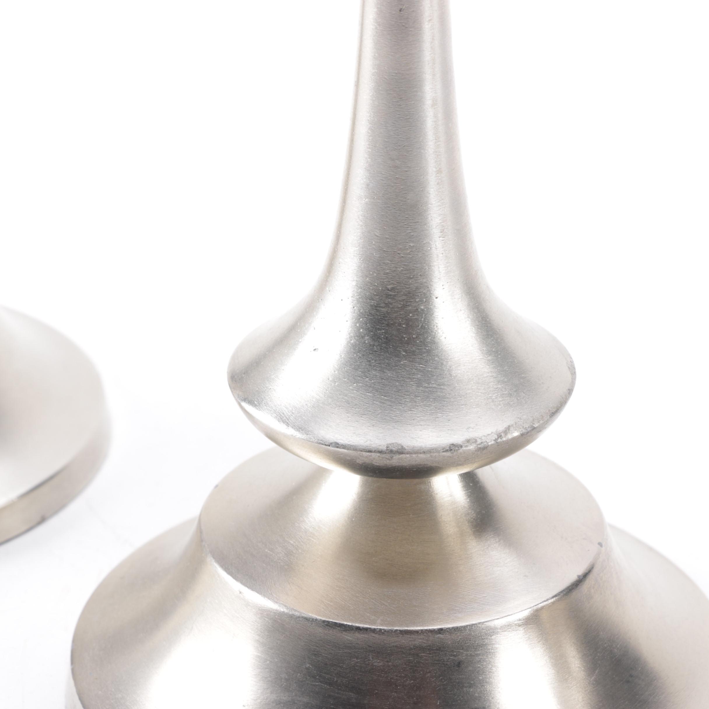 Blue Glass Hurricane Candle Holders