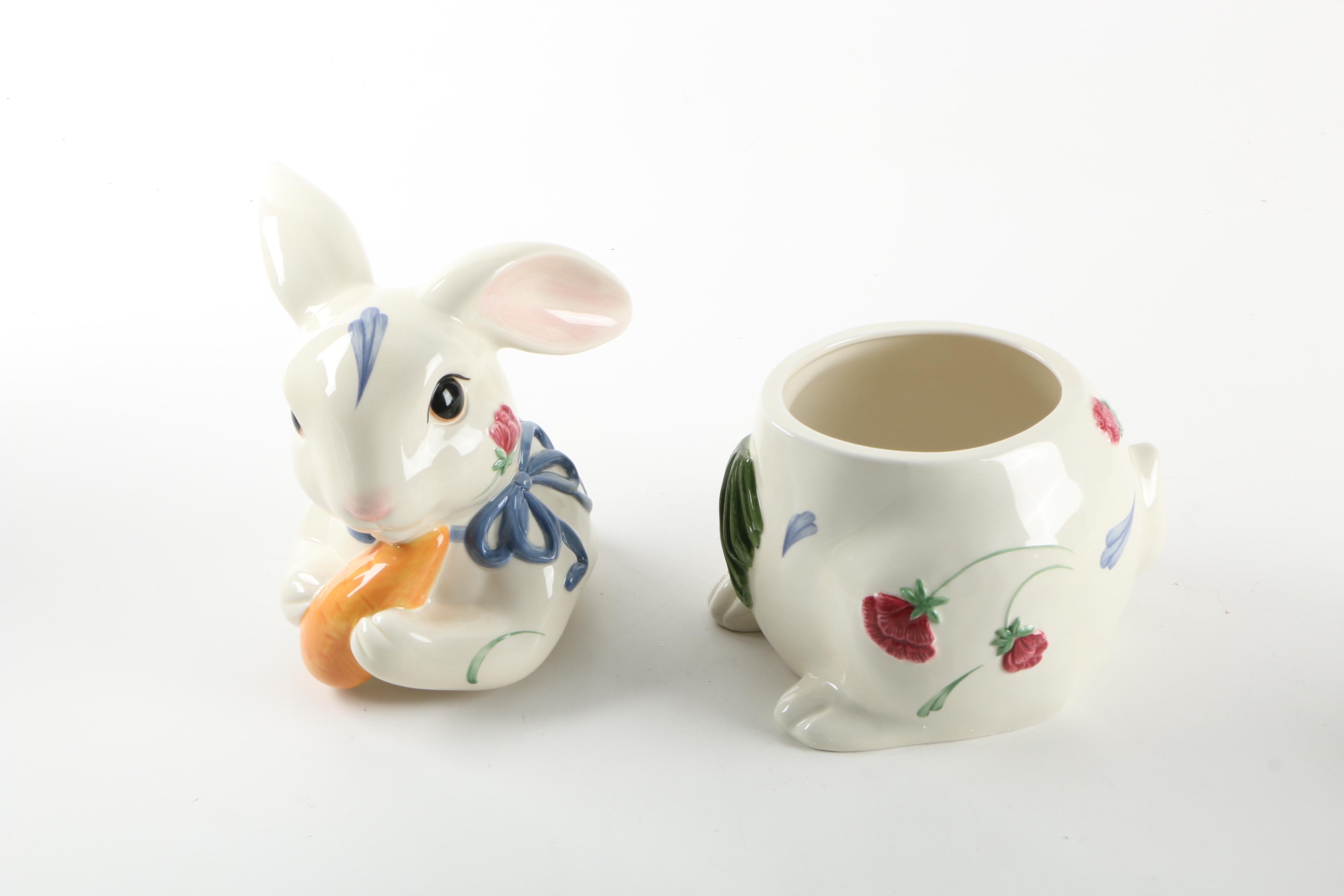 Lenox Bunny Cookie Jar and Oyster Plate