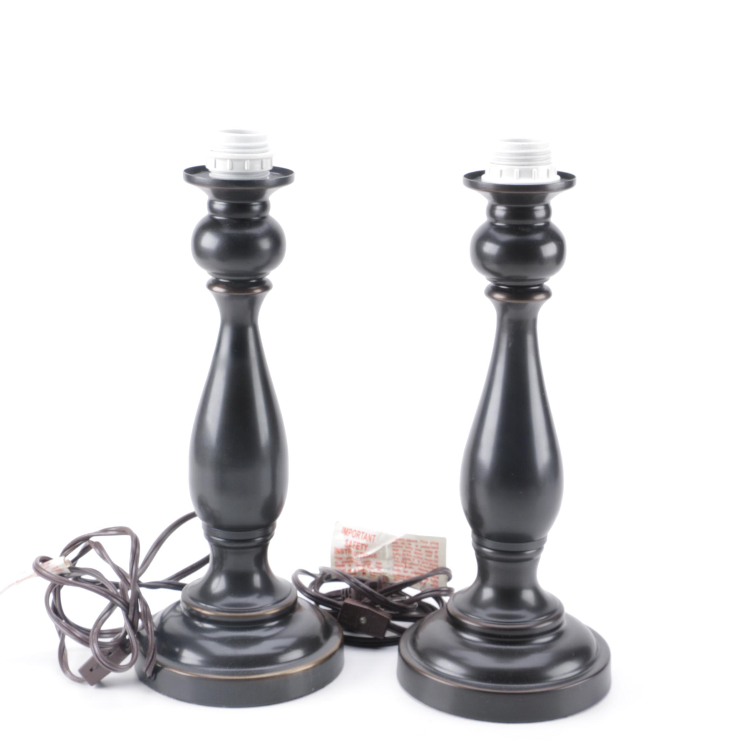Pair of Brown Metal Candlestick Lamp