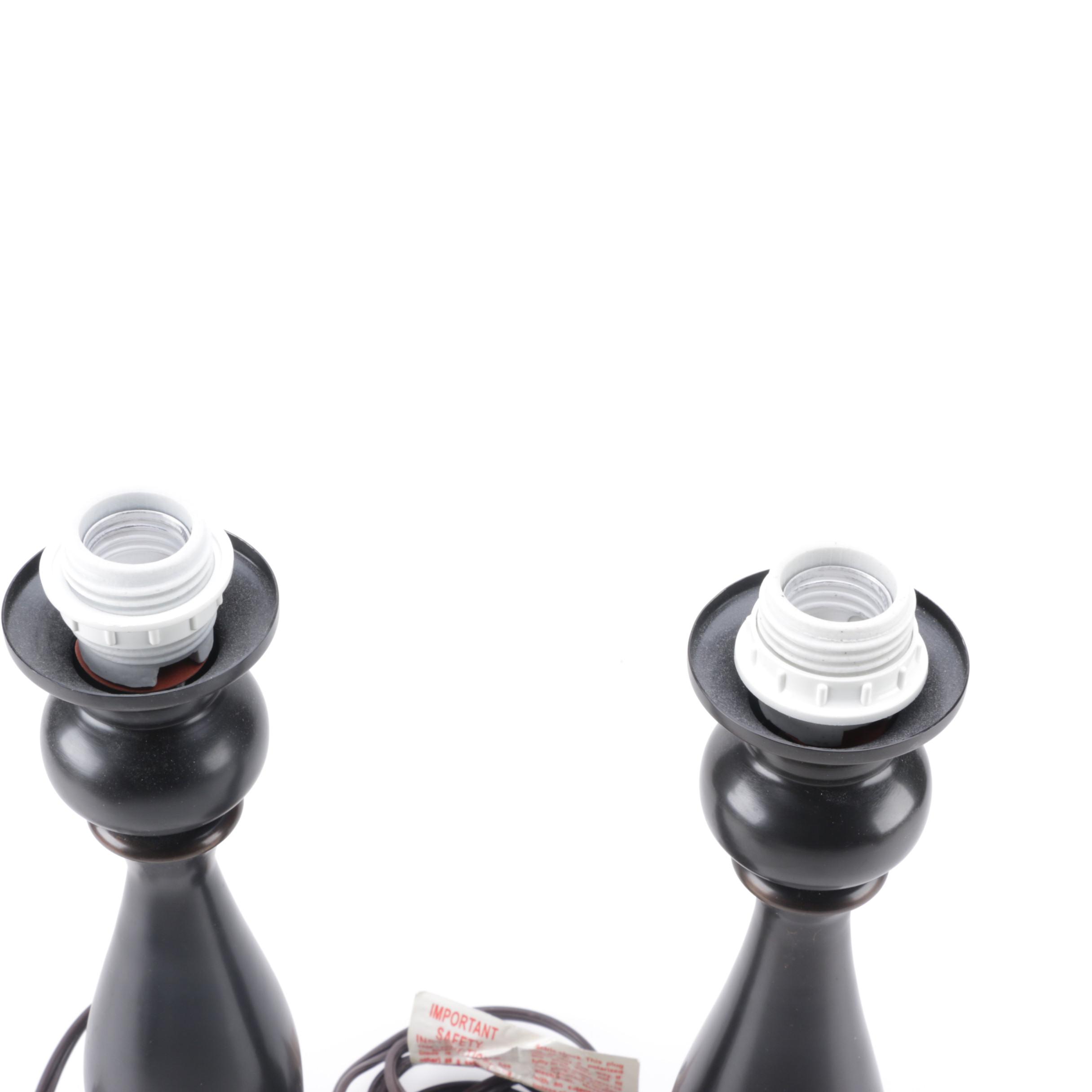 Pair of Brown Metal Candlestick Lamp