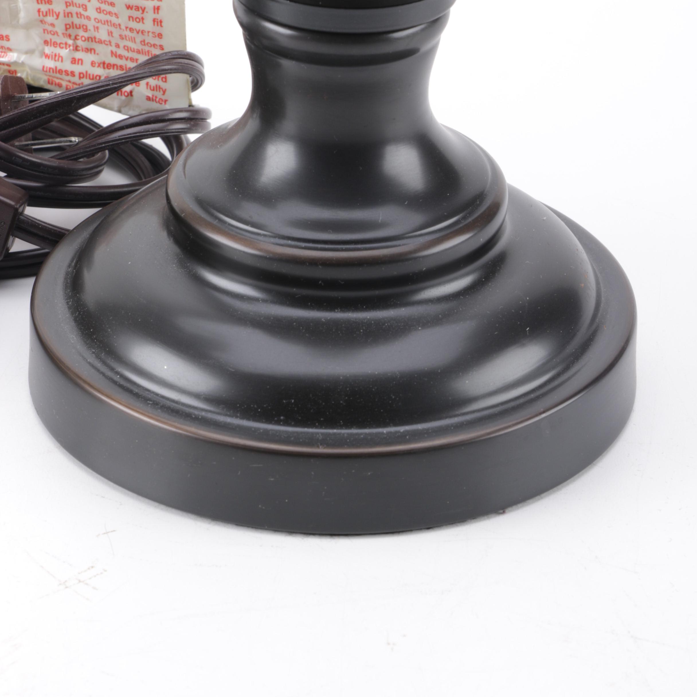 Pair of Brown Metal Candlestick Lamp