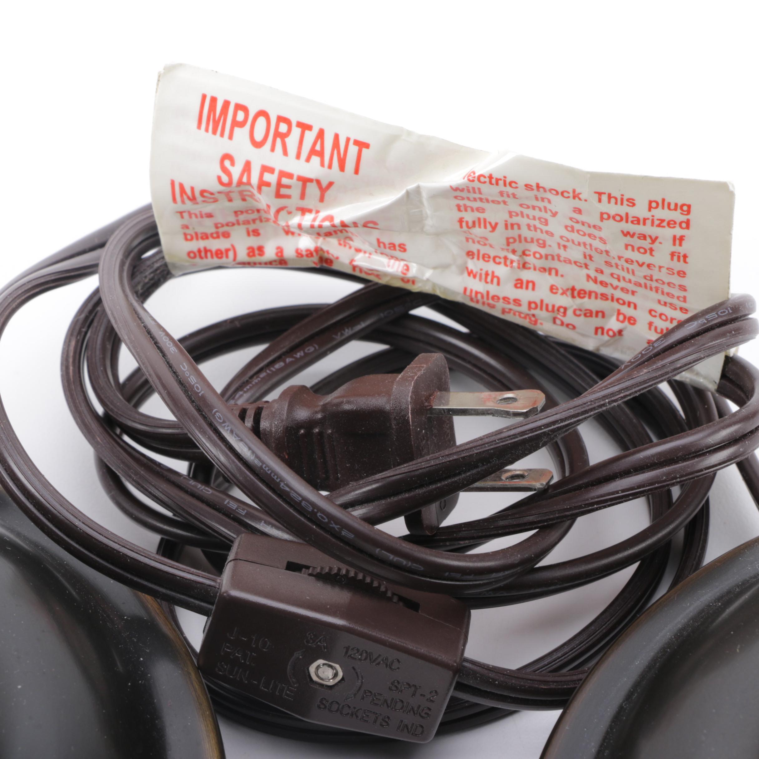 Pair of Brown Metal Candlestick Lamp