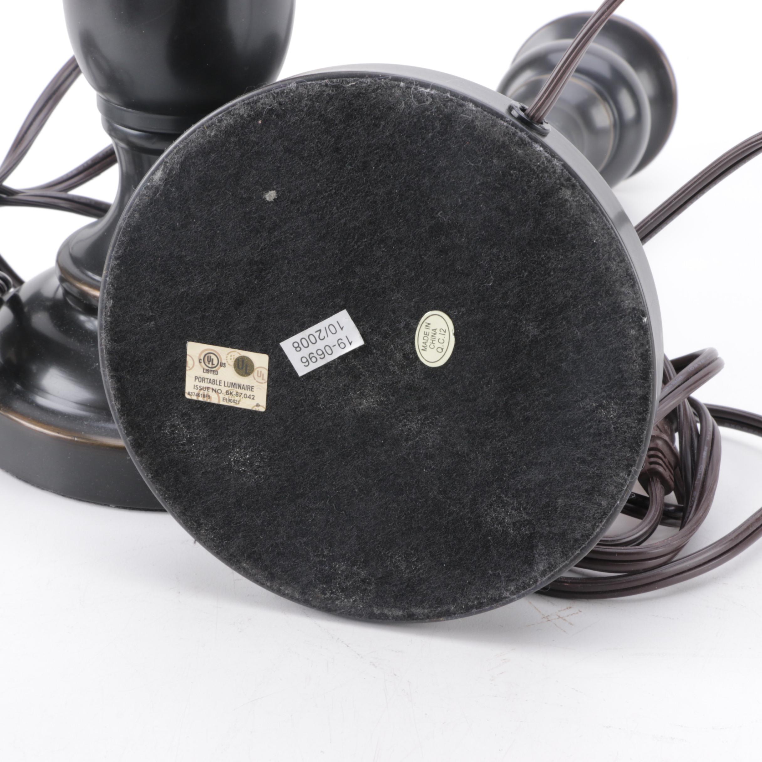 Pair of Brown Metal Candlestick Lamp