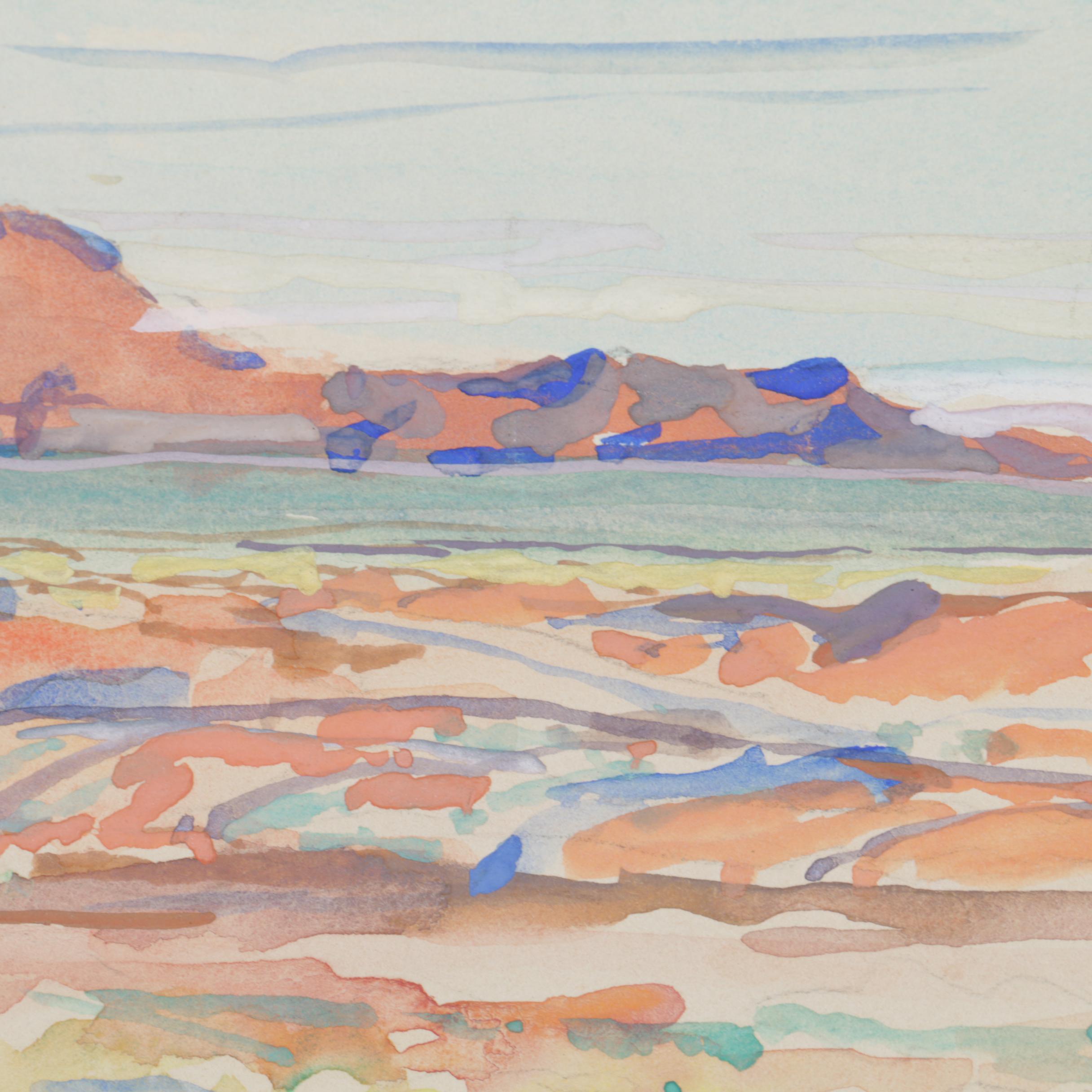 Frank Van Sloun Watercolor and Gouache Painting "Southwest Mesa"