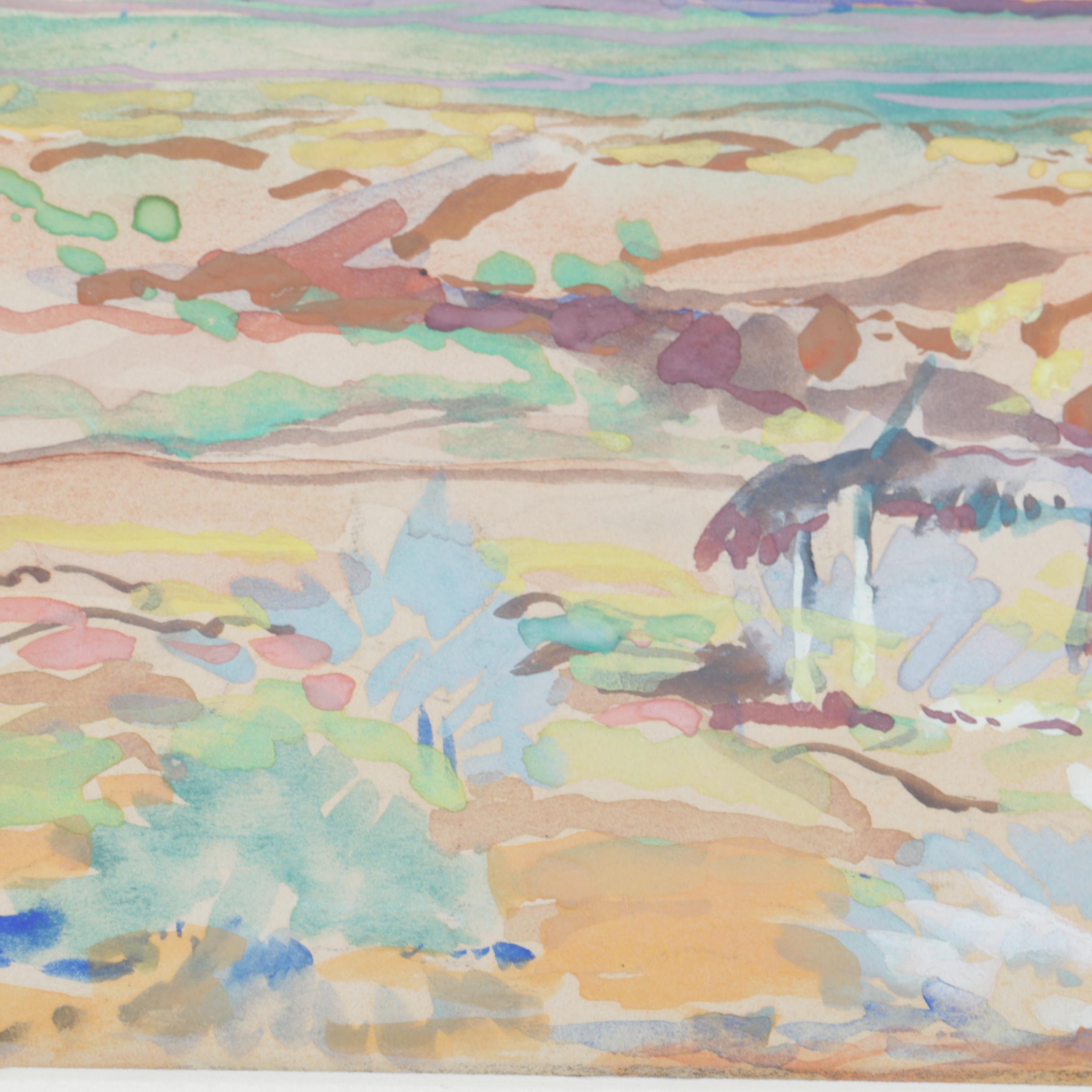 Frank Van Sloun Watercolor and Gouache Painting "Southwest Mesa"