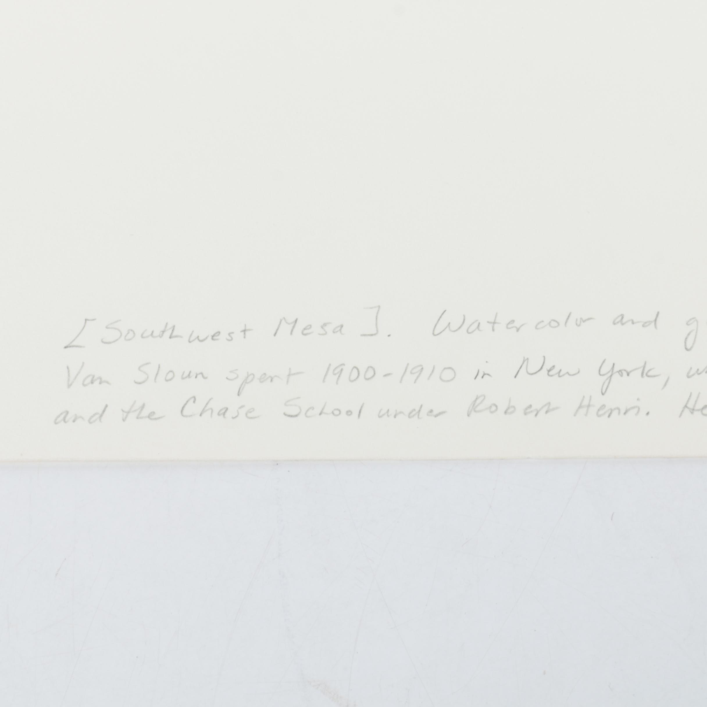 Frank Van Sloun Watercolor and Gouache Painting "Southwest Mesa"