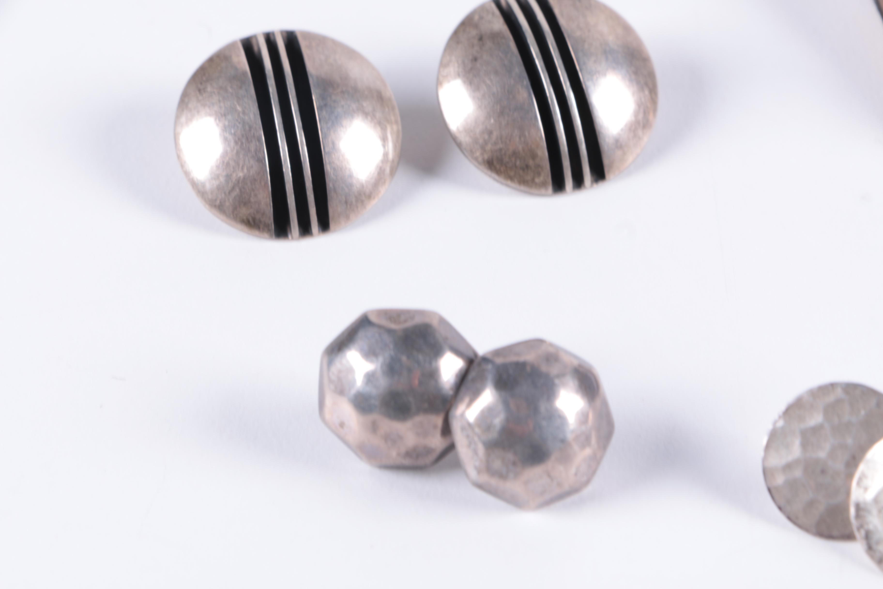 Selection of Sterling Silver Earrings including CS Lonjose Zuni