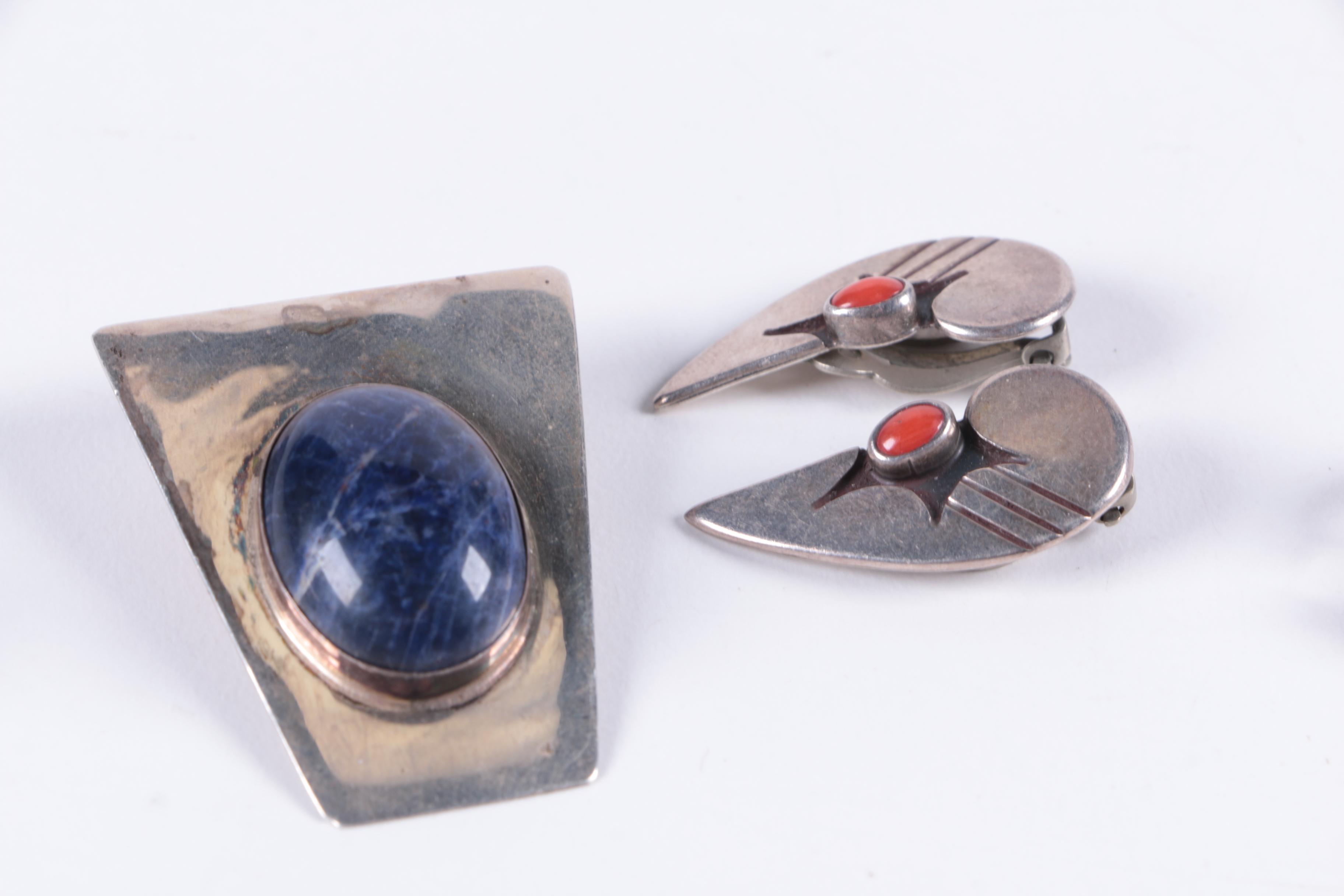 Selection of Sterling Silver Earrings including CS Lonjose Zuni